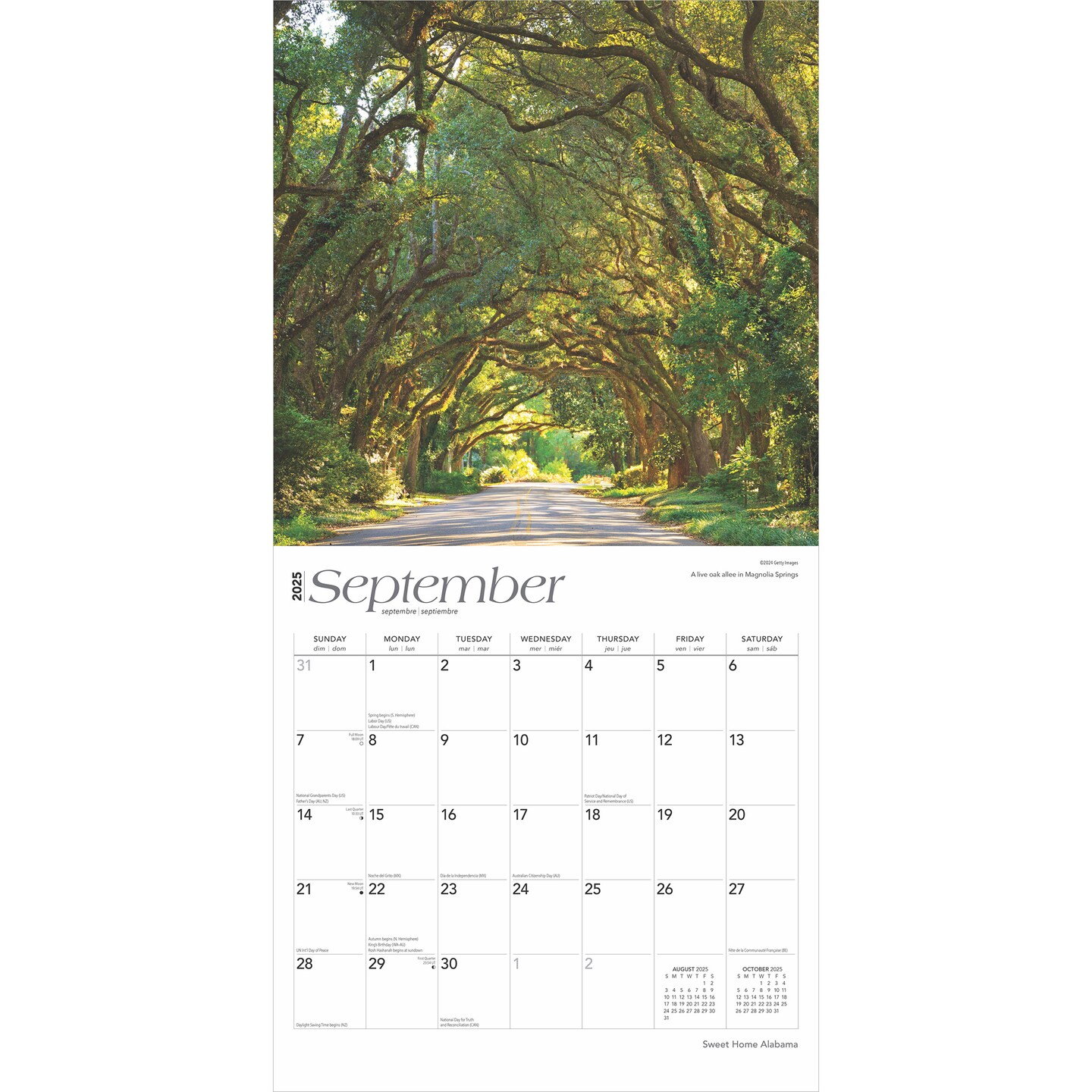 Sweet Home Alabama | Alabama Places | 2025 12 x 24 Inch Monthly Square Wall Calendar | Plastic-Free | BrownTrout | USA United States of America Southeast State Nature