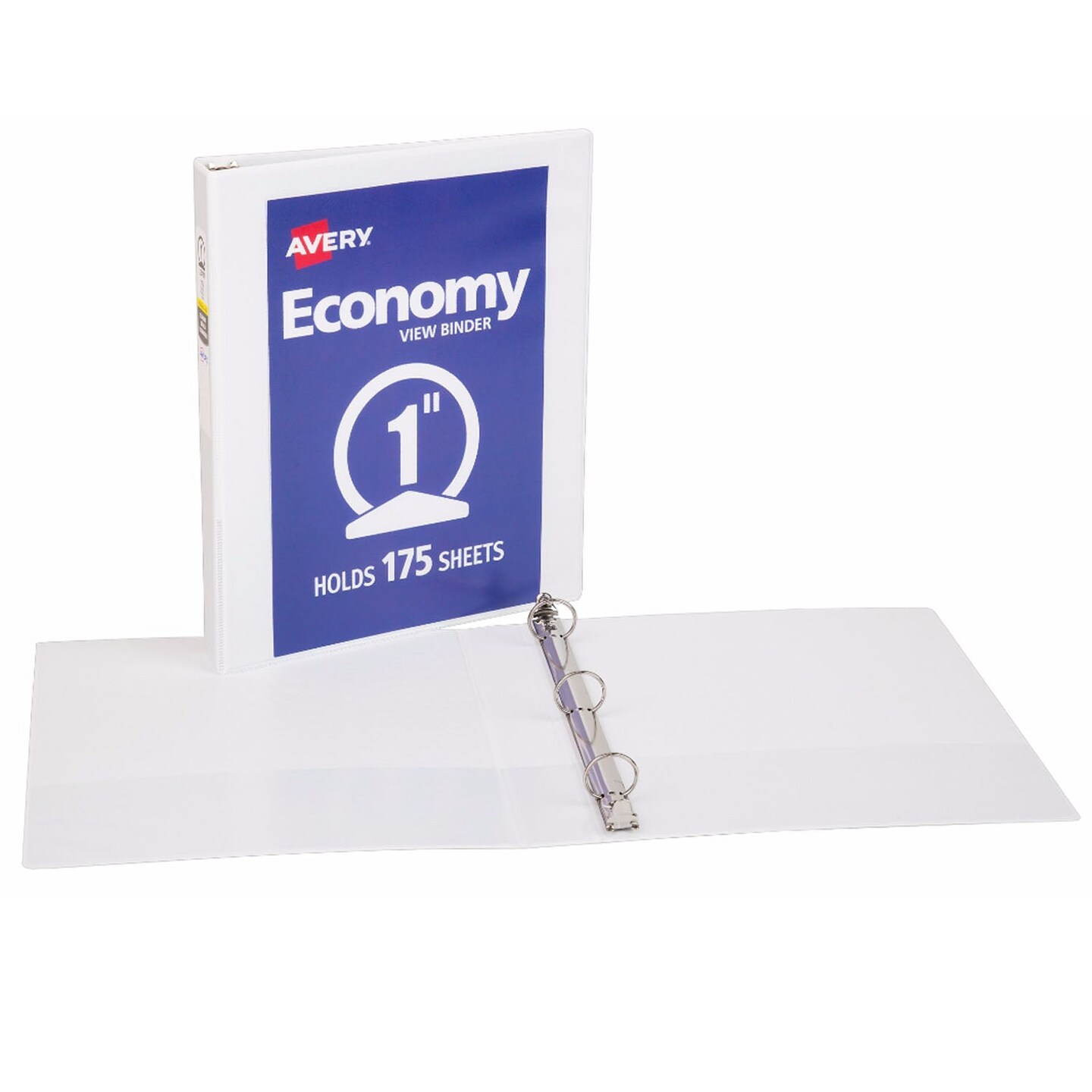 Economy View Binder, 1&#x22; Round Rings, 175-Sheet Capacity, White