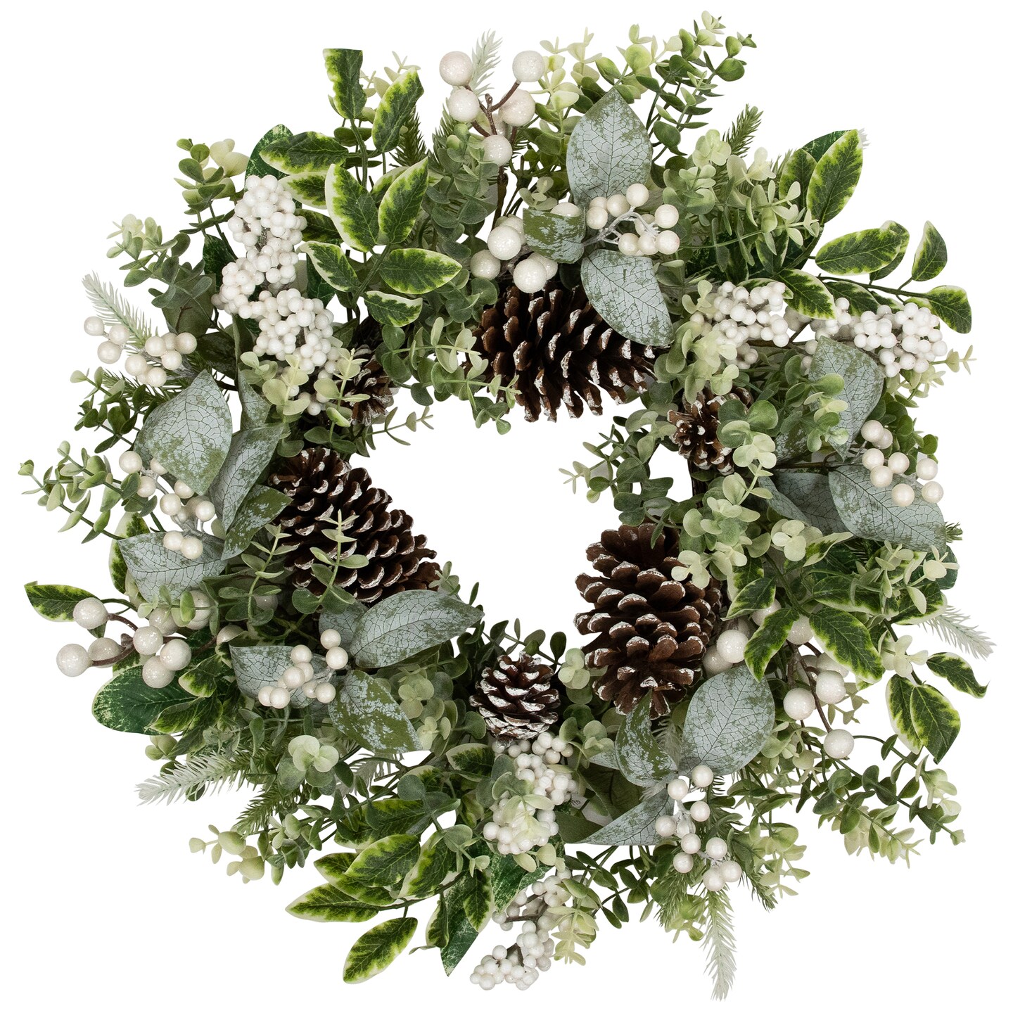 Northlight Real Touch™️ Frosted Pinecones and Berries Artificial Christmas Wreath - 24" - Unlit
