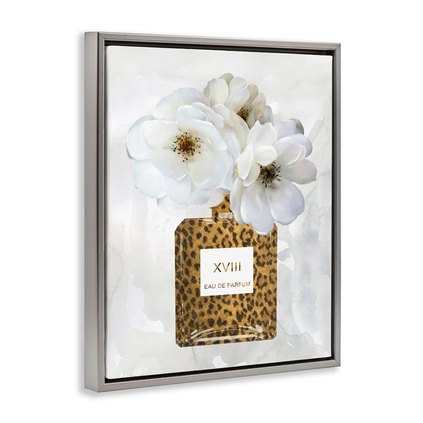 Stupell Industries Leopard Pattern Perfume Bottle Framed Floater Canvas Wall Art