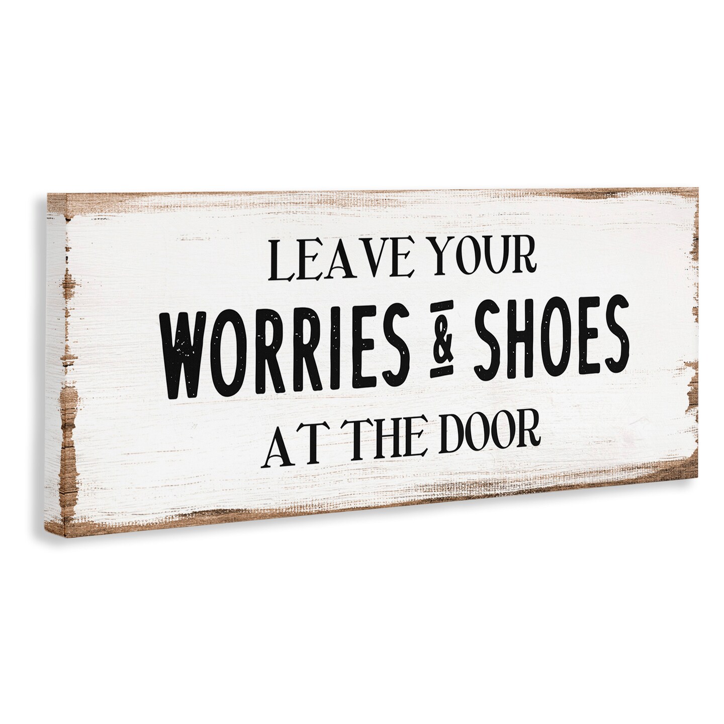 Stupell Industries Worries &#x26; Shoes At Door Phrase Canvas Wall Art
