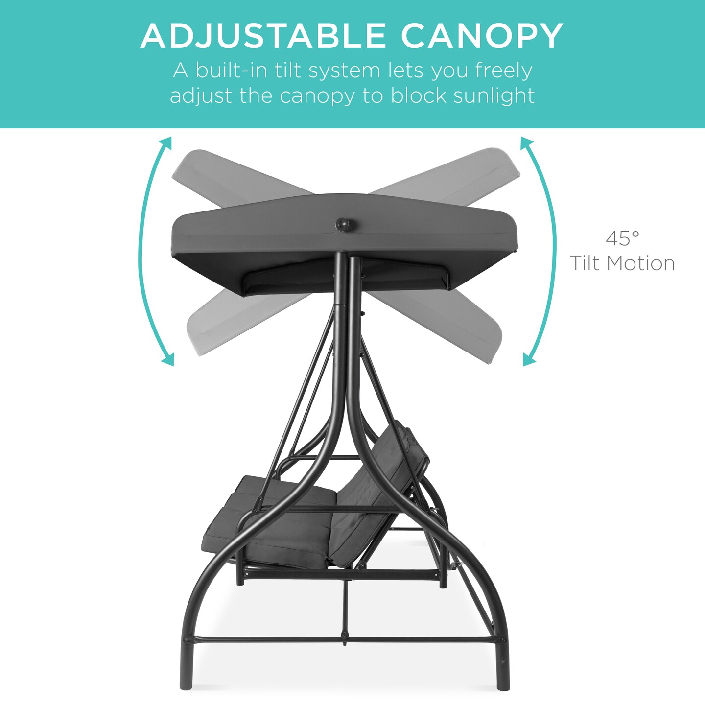 Best Choice Products 3-Seat Outdoor Converting Canopy Swing Glider Patio Hammock w/ Removable Cushions