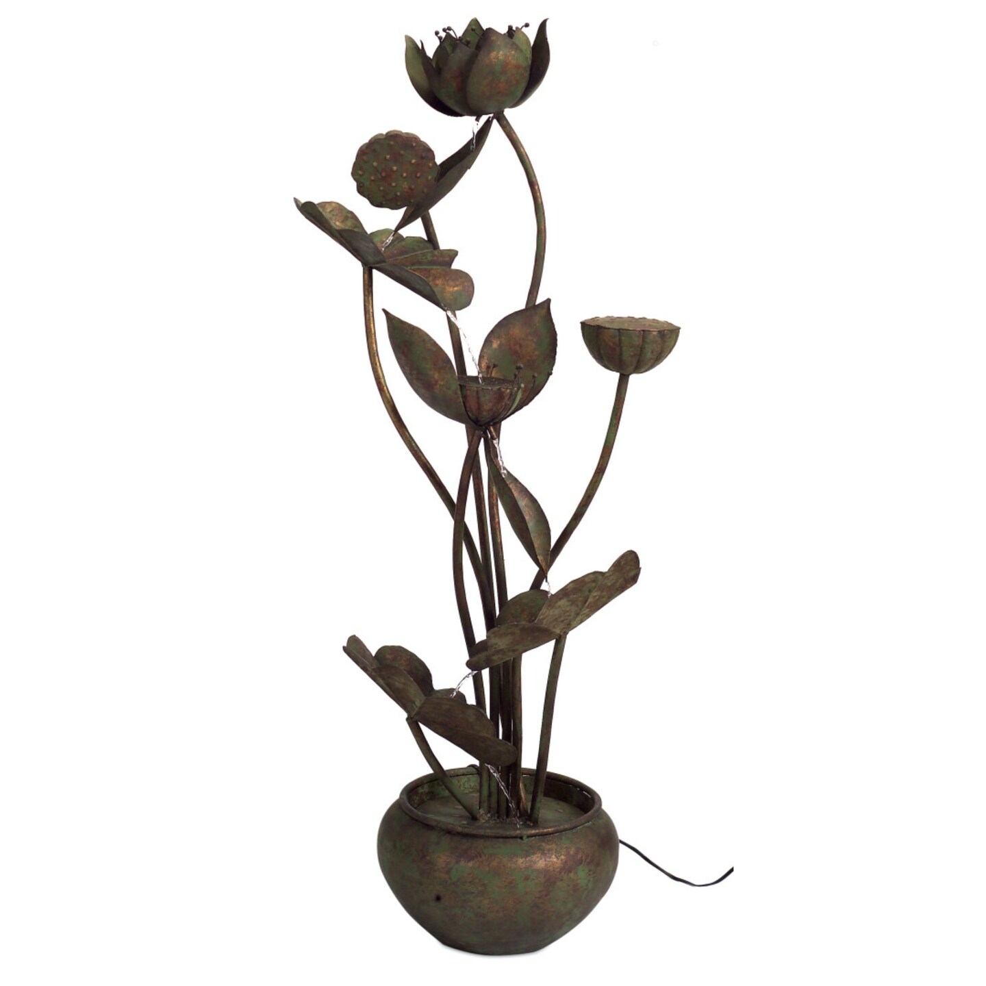 Melrose Cascading Flower and Leaf Water Fountain - 48&#x201D; - Bronze