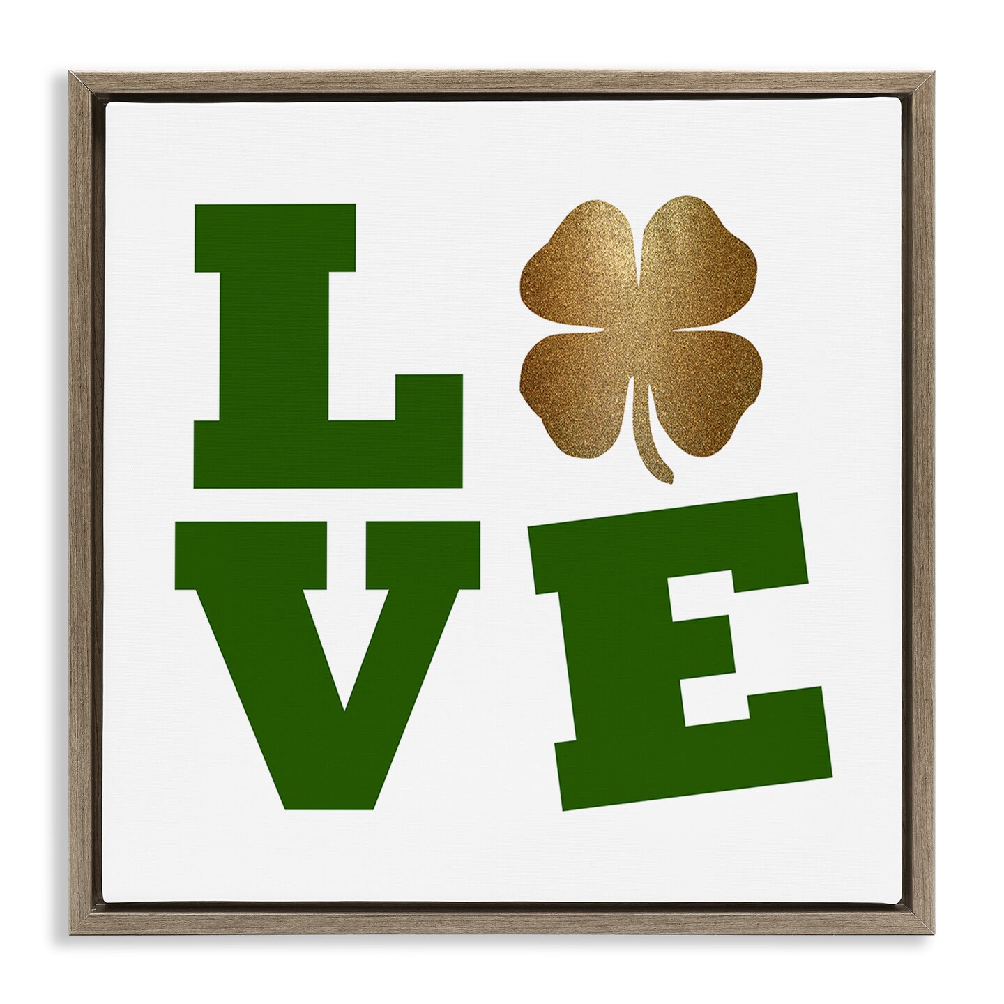 Stupell Industries St Patrick's Day Clover Love Framed Floater Canvas Wall Art