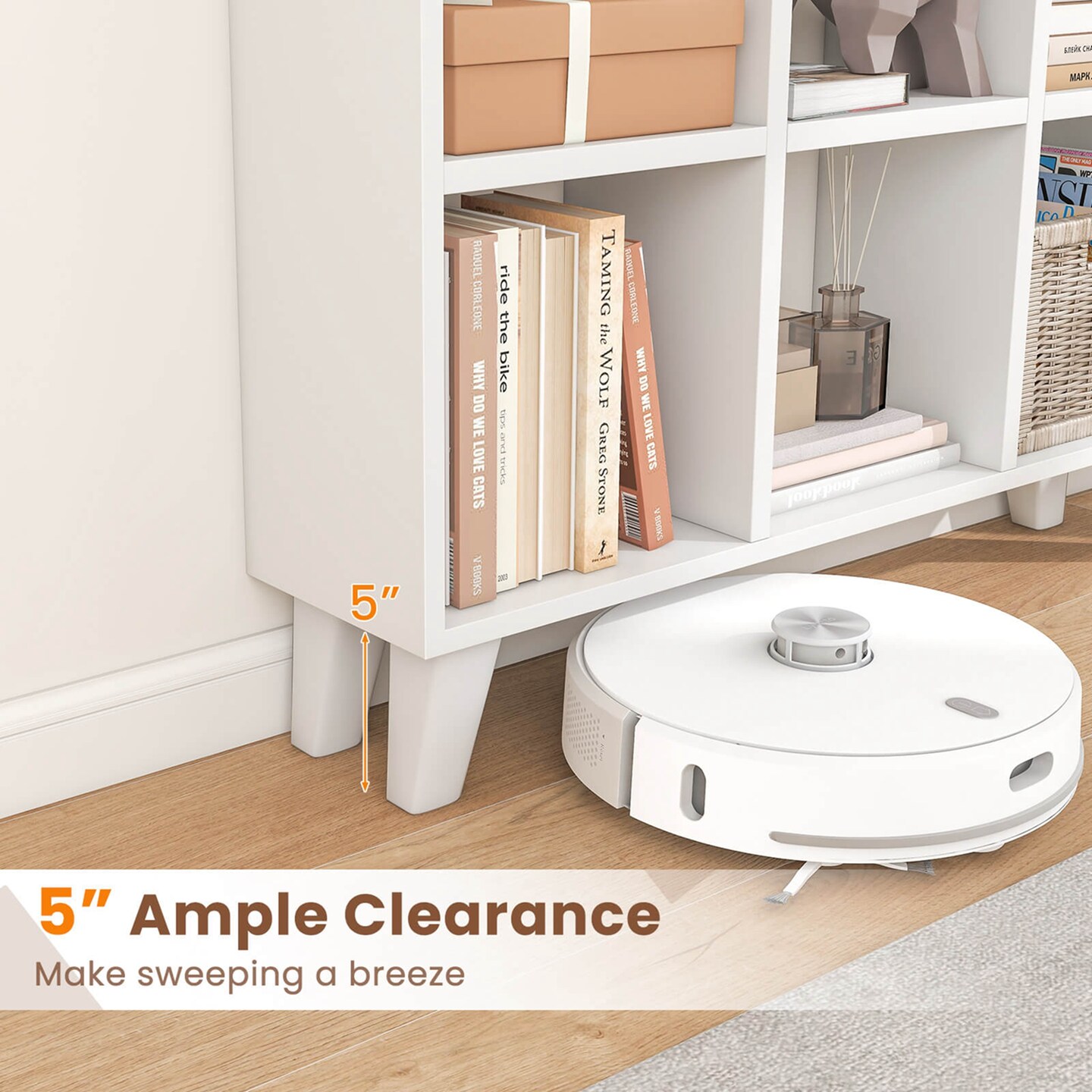 Costway 2 PCS 9-Cube Bookcase with 6 Removable Shelves Raised Support Feet for Living Room Brown/White