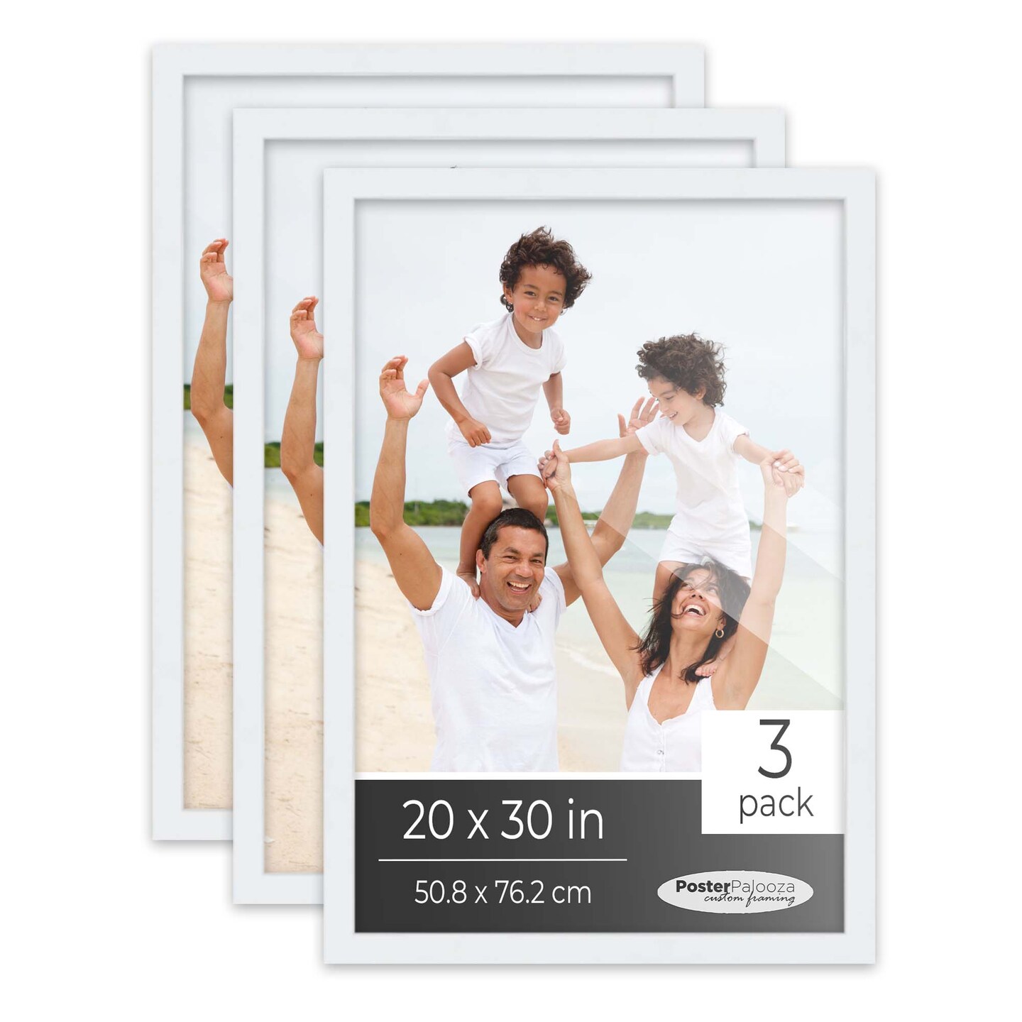 Pack of 3 Matte White Picture Frames | Solid Wood | UV-Resistant Acrylic | Easy Gallery Wall Setup