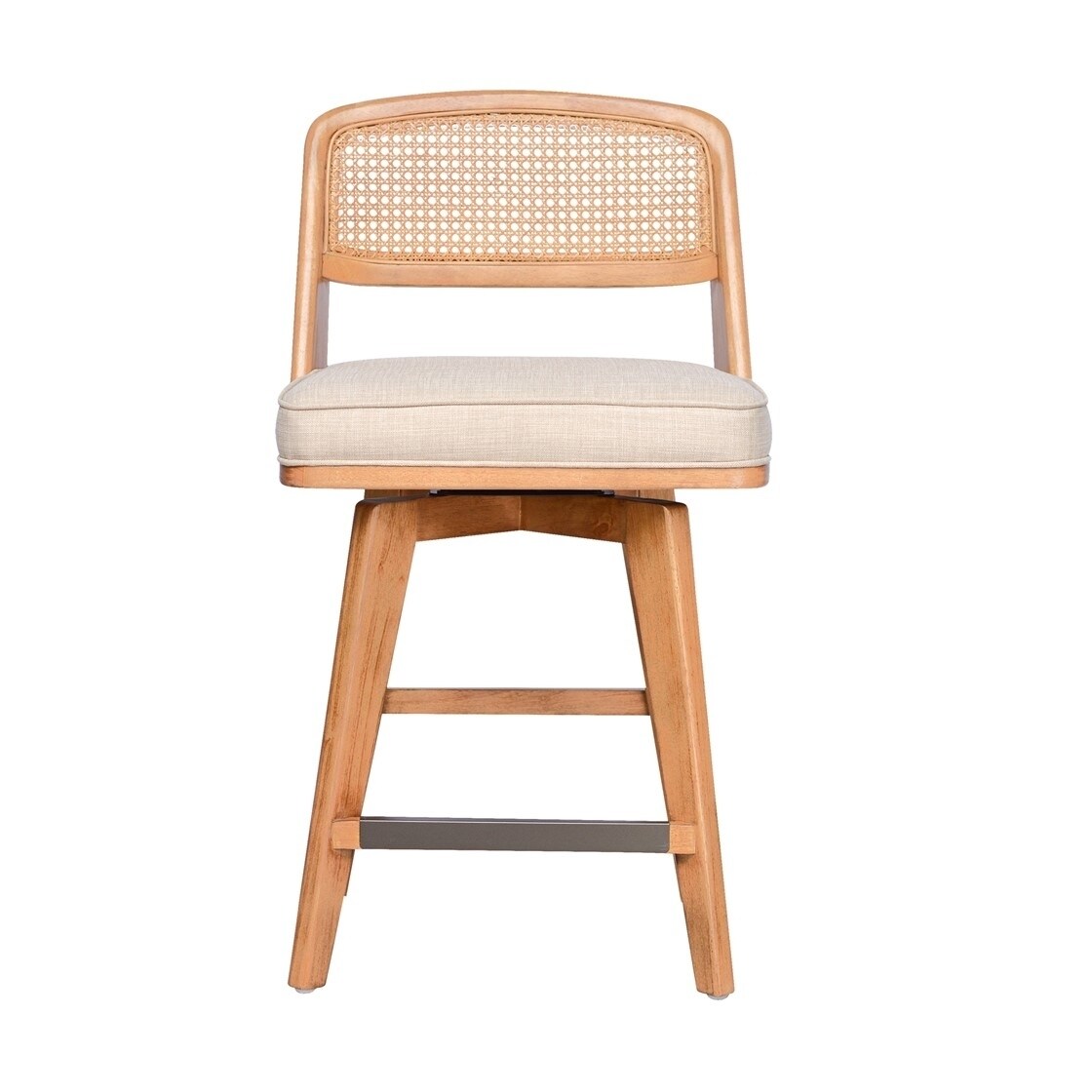 Gracie Mills Lillian Counter Stool Rattan Back Swivel Seat Solid Wood Grace-15864