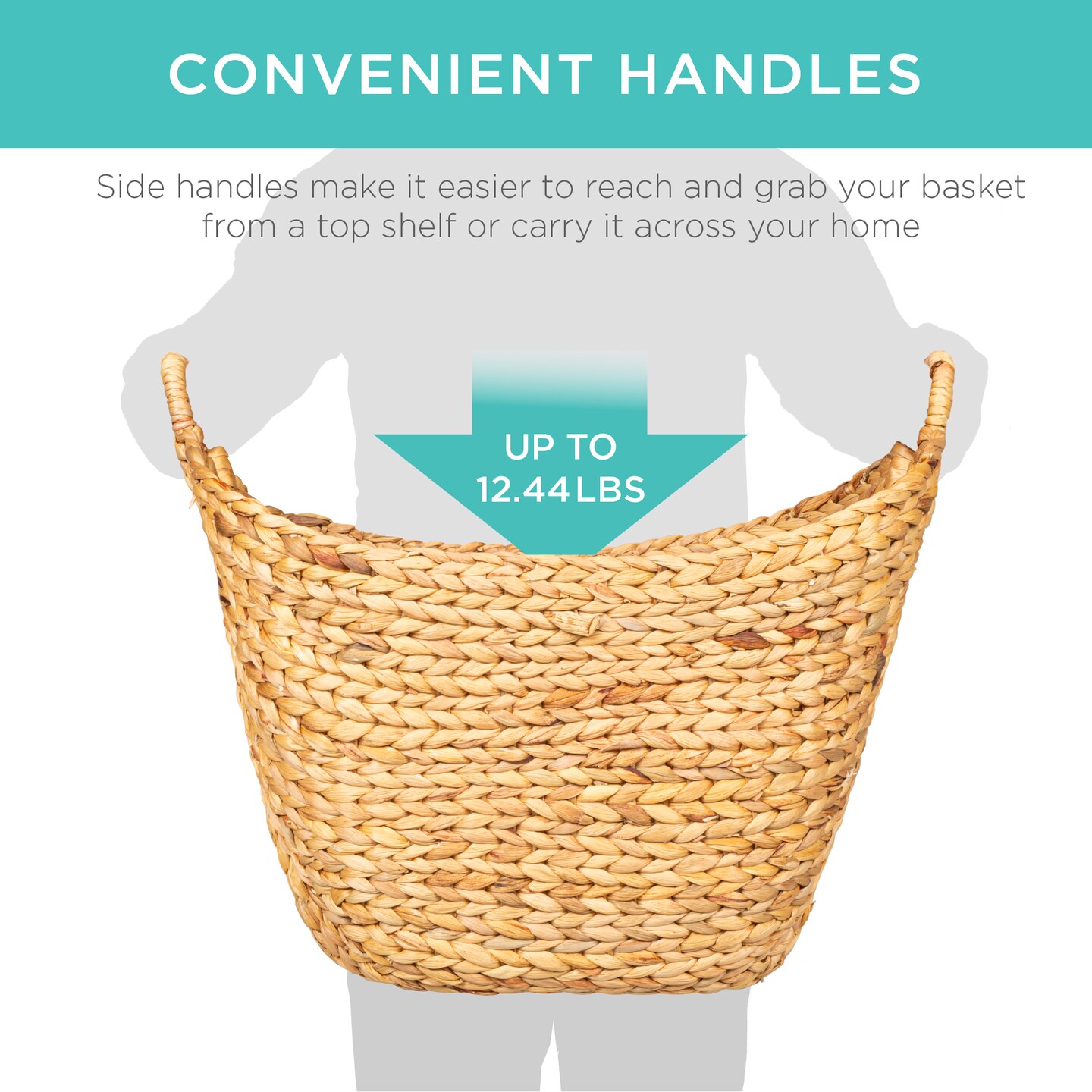 Best Choice Products Portable Large Hand Woven Wicker Braided Storage Laundry Basket Organizer w/ Handles