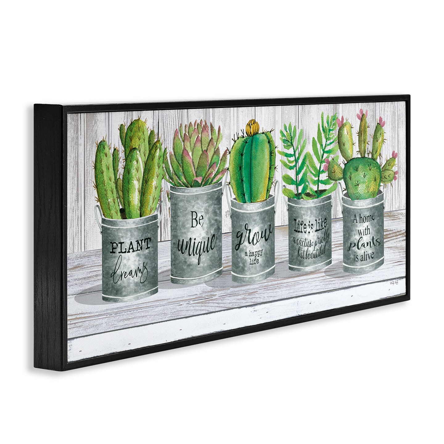 Stupell Industries Succulents with Plant Life Puns Framed Giclee Art