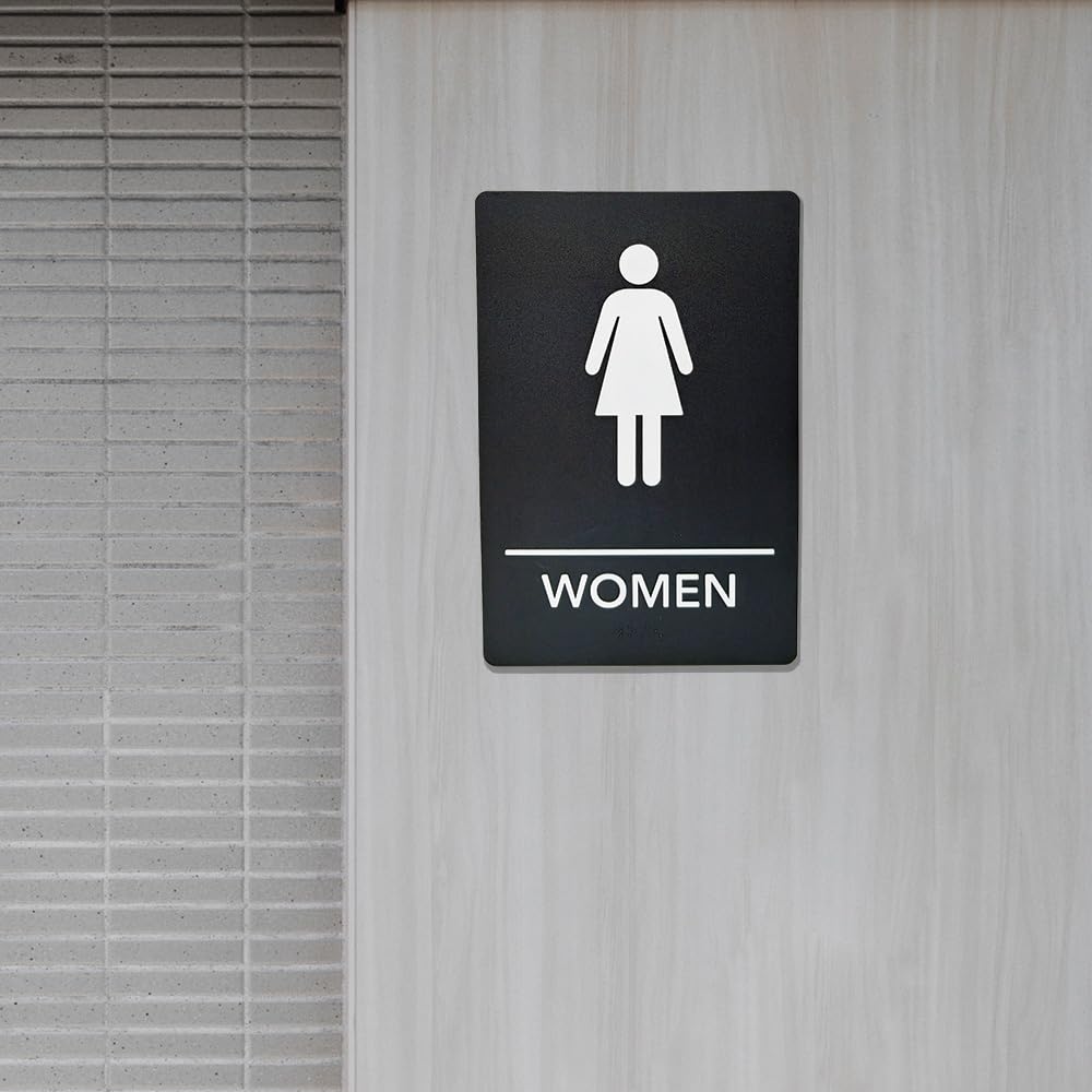 ADA-Compliant Wayfinding Signs – Durable, Non-Glare, Scratch-Resistant & Ready to Install. Featuring Grade 2 Braille & Raised Tactile Text, These Premade Signs Ensure Easy Compliance for Businesses 2 Pack