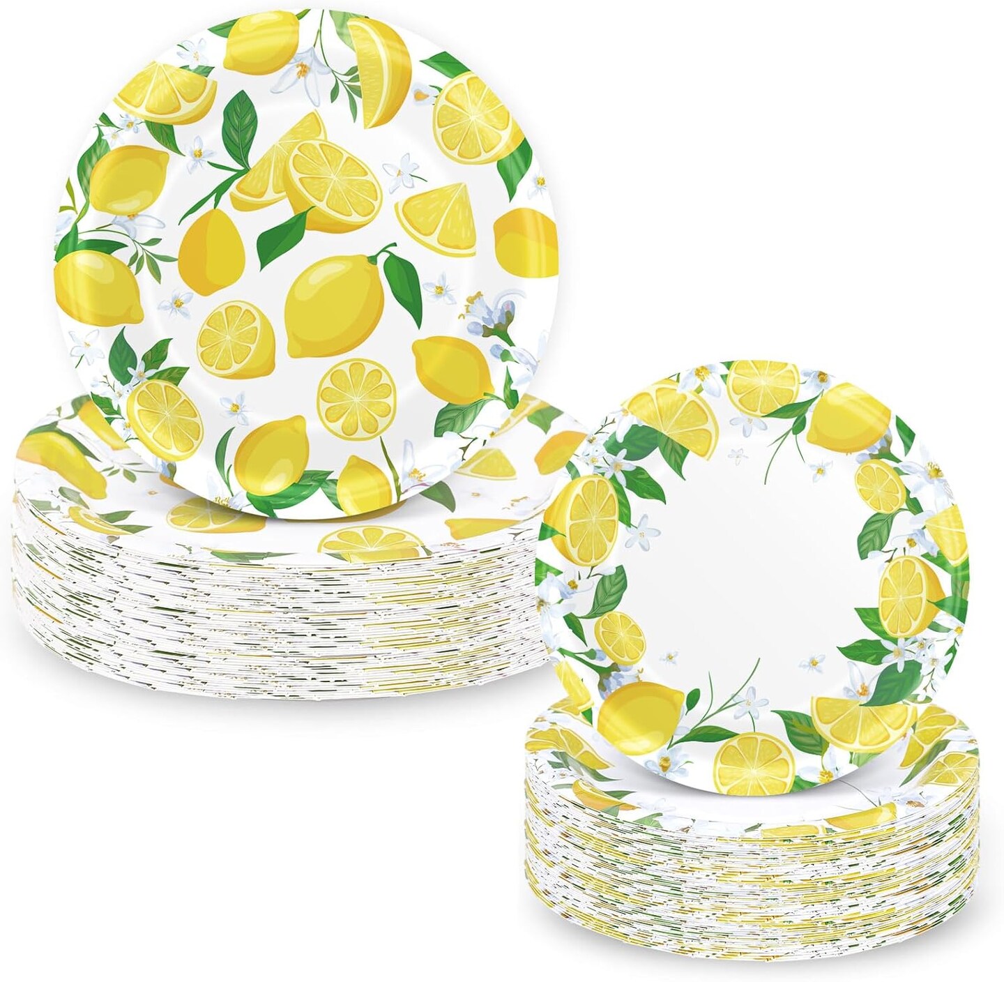 40Pcs Lemon Paper Plates Watercolor Summer Fruit Disposable Plates 9 Inch & 7 Inch (Yellow)