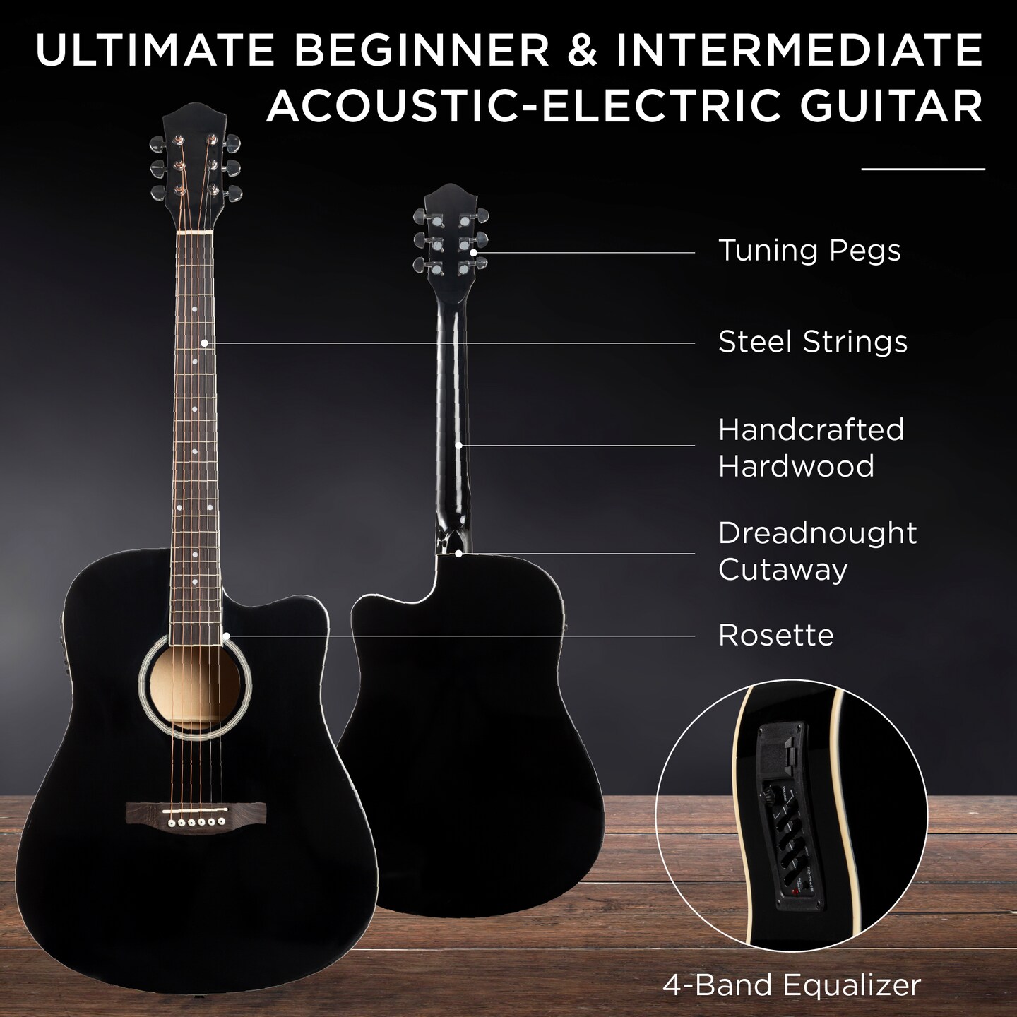 Best Choice Products Beginner Acoustic Electric Guitar Starter Set 41in w/ Wood Cutaway Design, Gig Bag