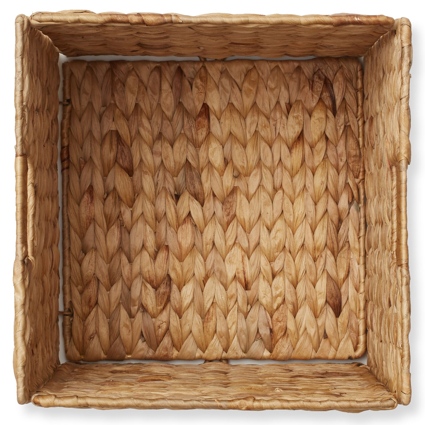 Casafield 13" x 13" Water Hyacinth Storage Baskets, Set of 2 Collapsible Cube Organizers, Woven Bins for Bathroom, Bedroom, Laundry, Pantry, Shelves