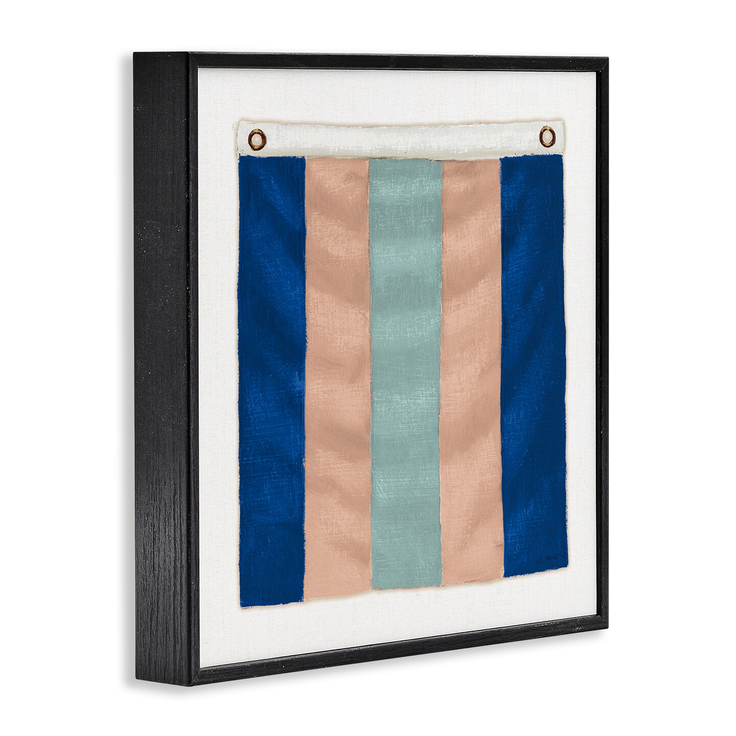Stupell Industries Striped Nautical Flag Framed Giclee Wall Art Design by James Wiens