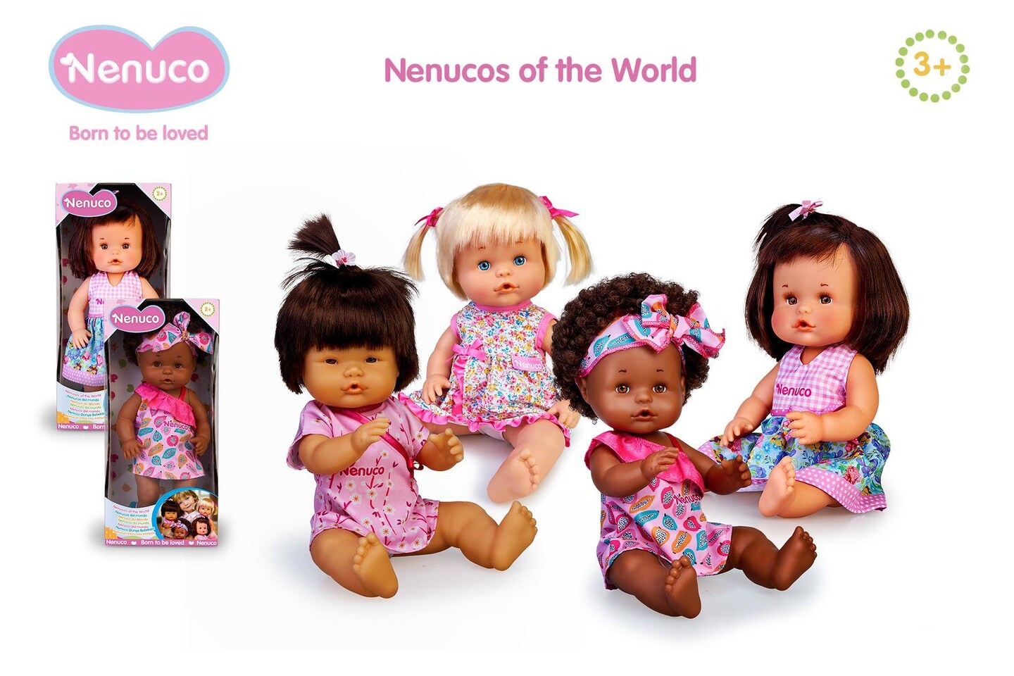 Nenucos of the World Caucasian Baby Doll - Light Skin Tone with Blue Eyes, 12&#x22; Doll