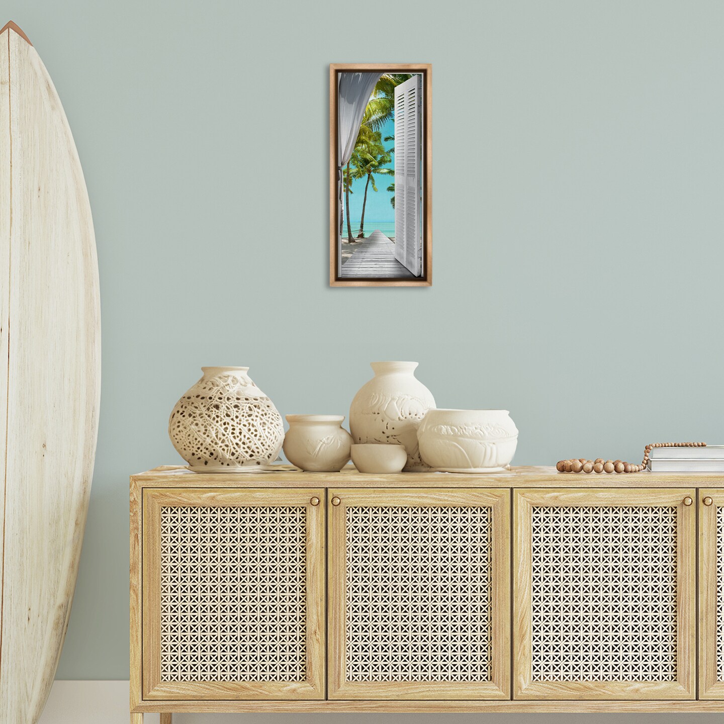 Stupell Industries Tropical Beach Villa View Framed Floater Canvas Wall Art Design by Reinders