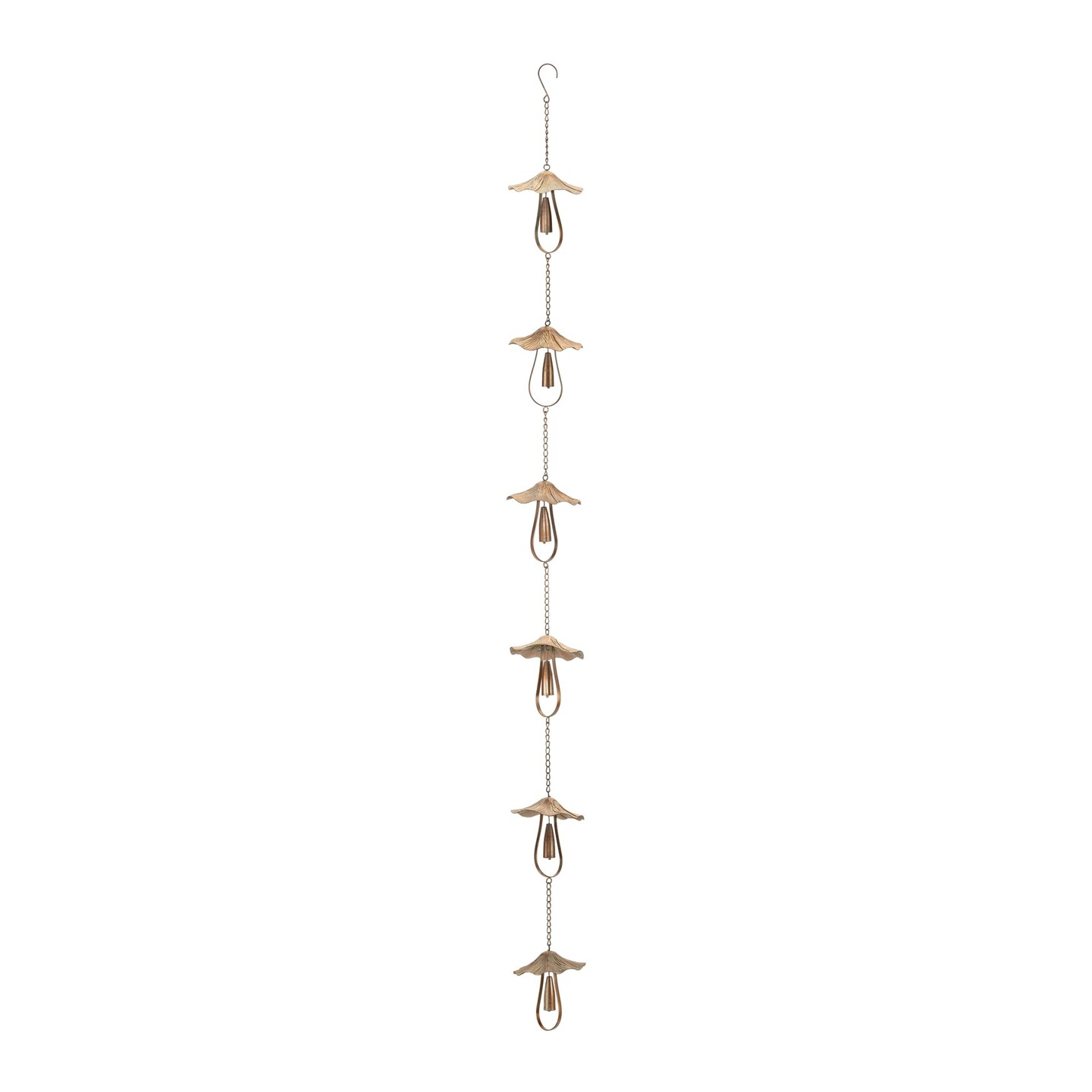 Melrose Mushroom Hanging Outdoor Rain Chain - 62&#x22; - Bronze Finish