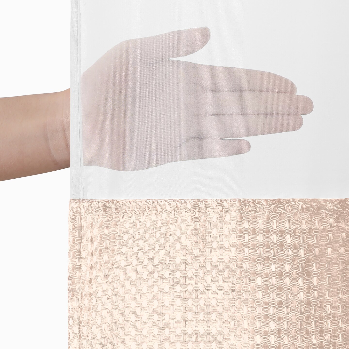 Americanflat 72x75 Hookless Waffle Pattern Shower Curtain - Water-Resistant Long Shower Curtain with Sheer Panel, Snap-In Liner, and Grommets