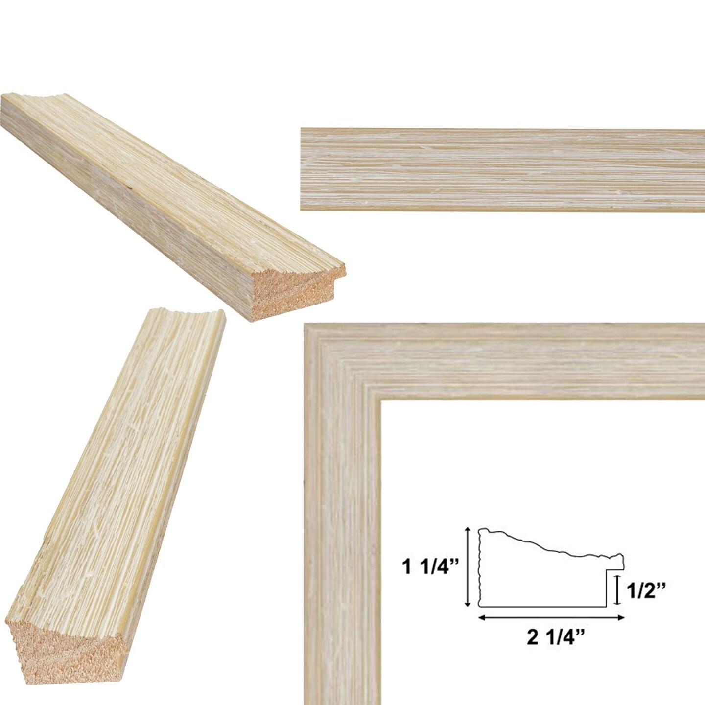 Wide Rustic Wood Grain White Wash Picture Frame 12x16 frame