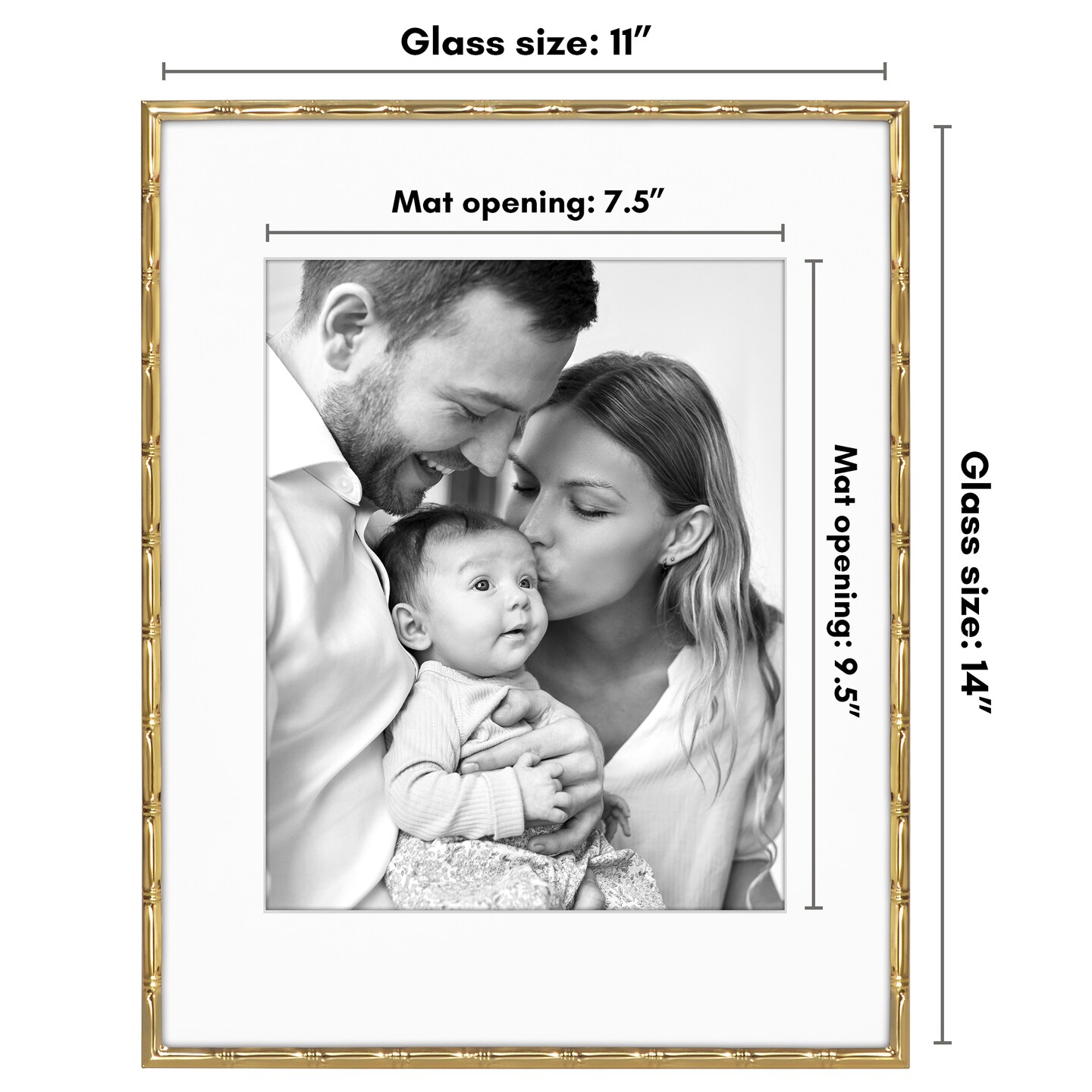 Americanflat Picture Frame with Bamboo-Style Molding - Bamboo Frame with Shatter-Resistant Glass and Mat - Elegant Gallery Style Frames for Tabletop or Wall Display