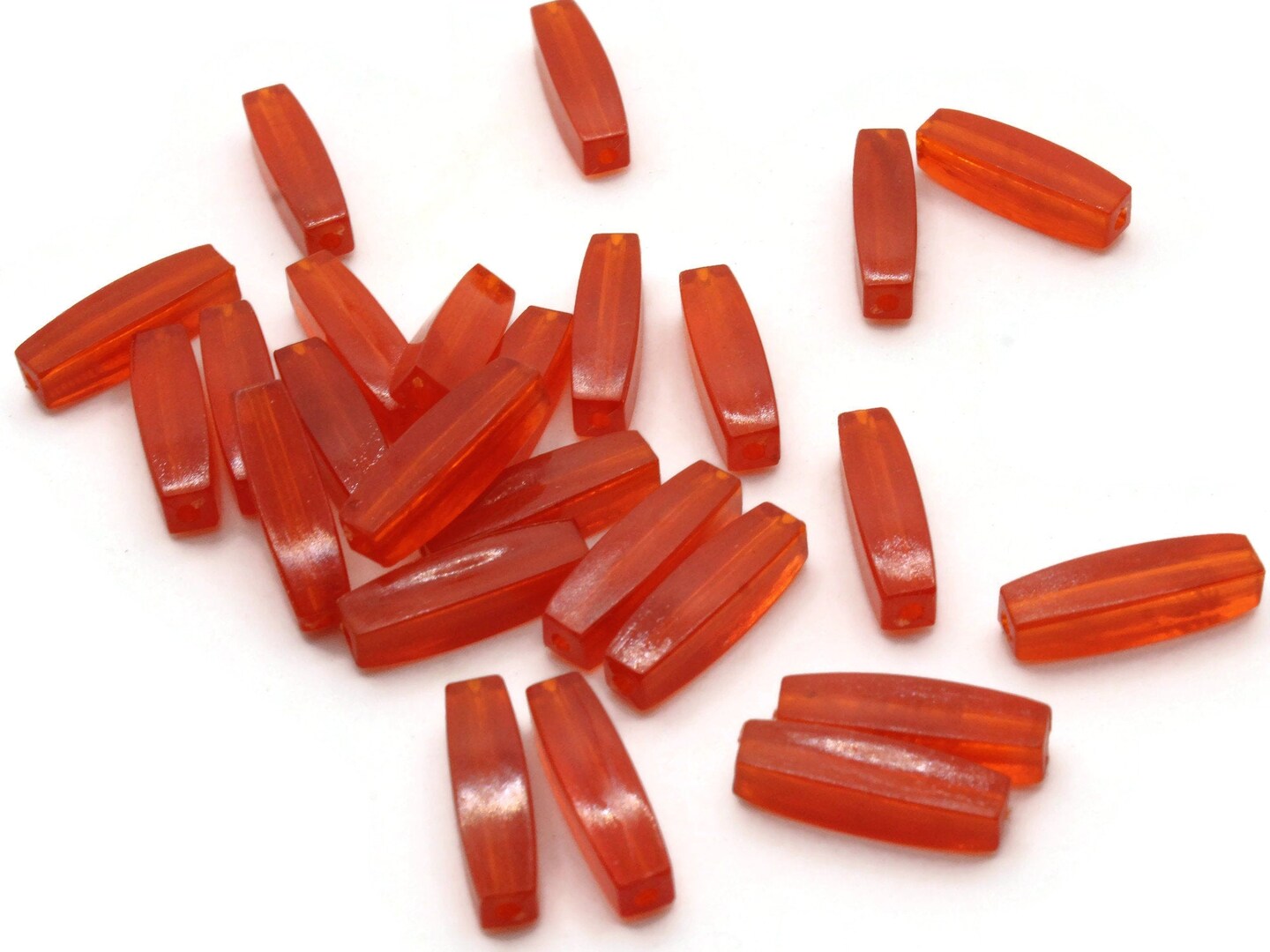 25 16mm Red Vintage Plastic Rectangle Tube Beads