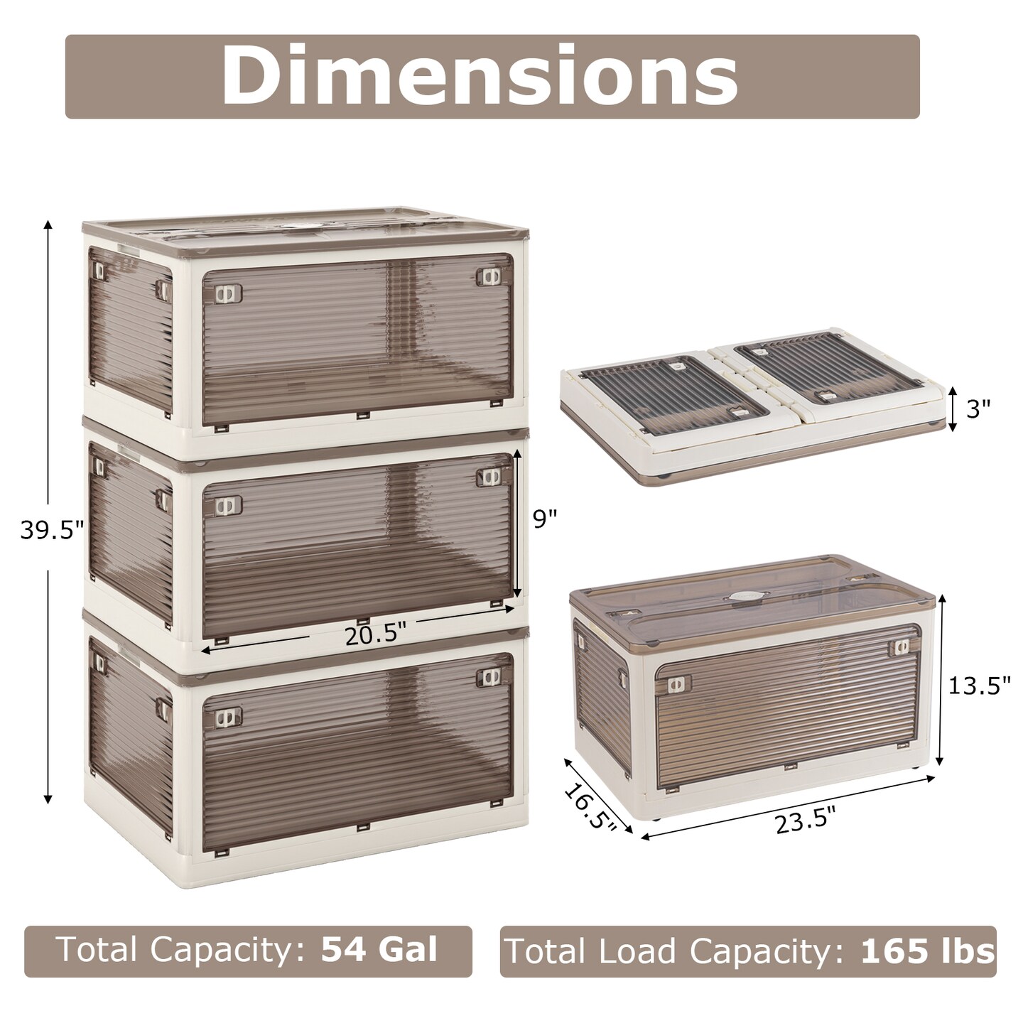 Stackable Storage Bins with Lids - 3-Pack with 5 Opening Styles