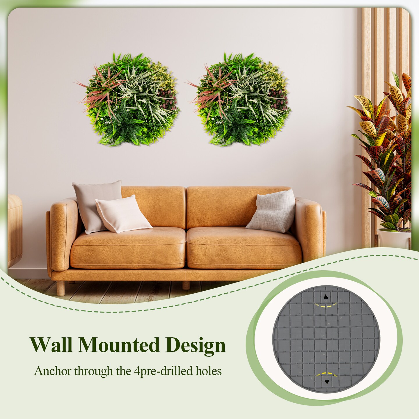 2 Pack Square Framed Artificial Foliage Wall Art - 20&#x22; x 20&#x22; ( L x W)