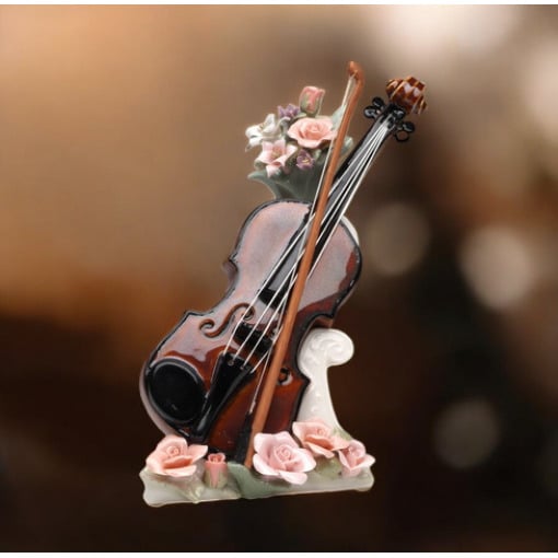 Ceramic Violin Music Box Playing &#x22;My Heart Will Go On&#x22; Gift For Violinist Musician Gift