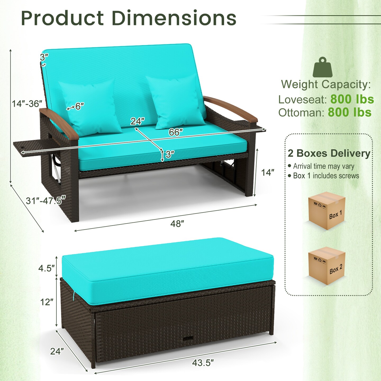 Outdoor Wicker Daybed with Folding Panels and Storage Ottoman