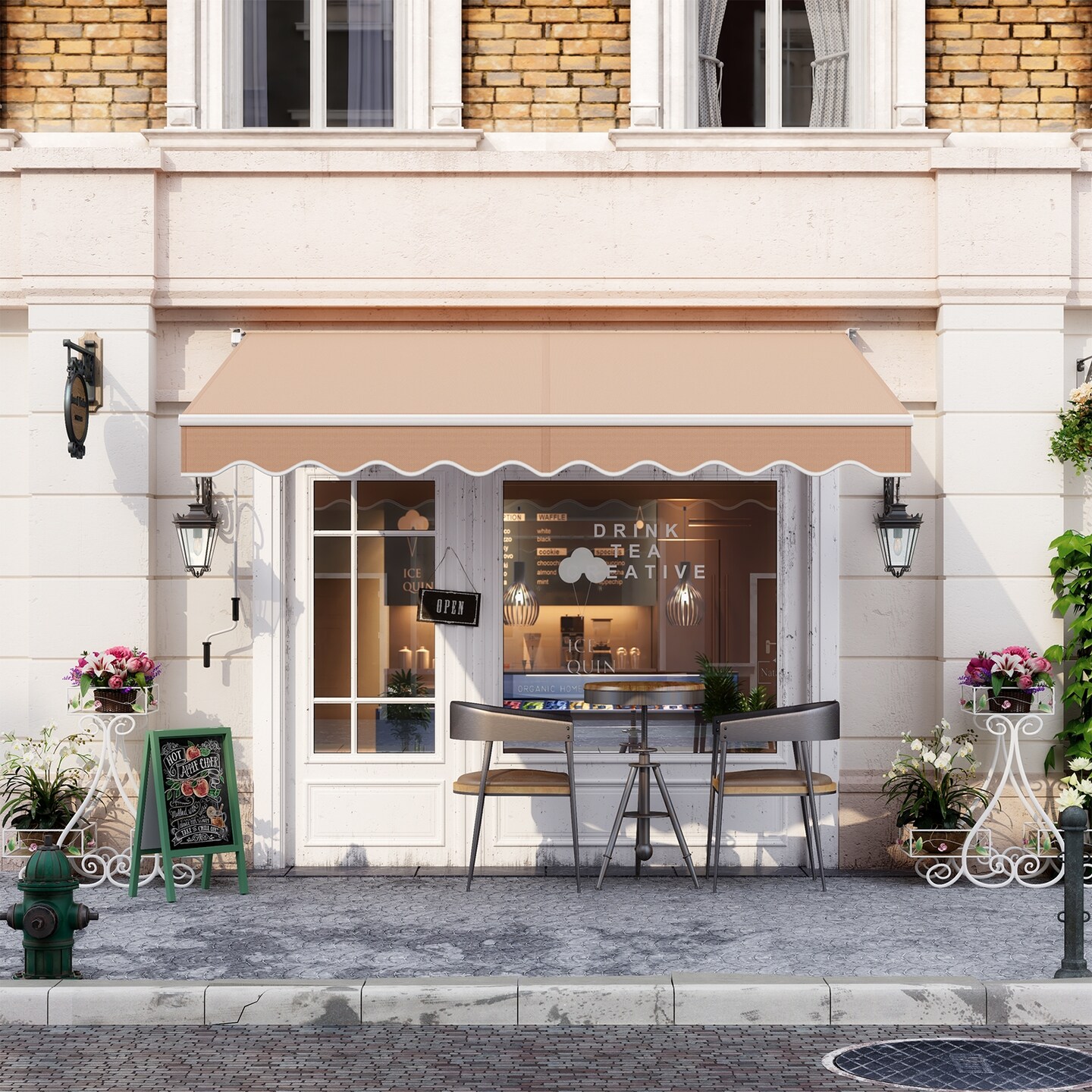 8x6.6 Feet Patio Retractable Awning with Manual Crank Handle