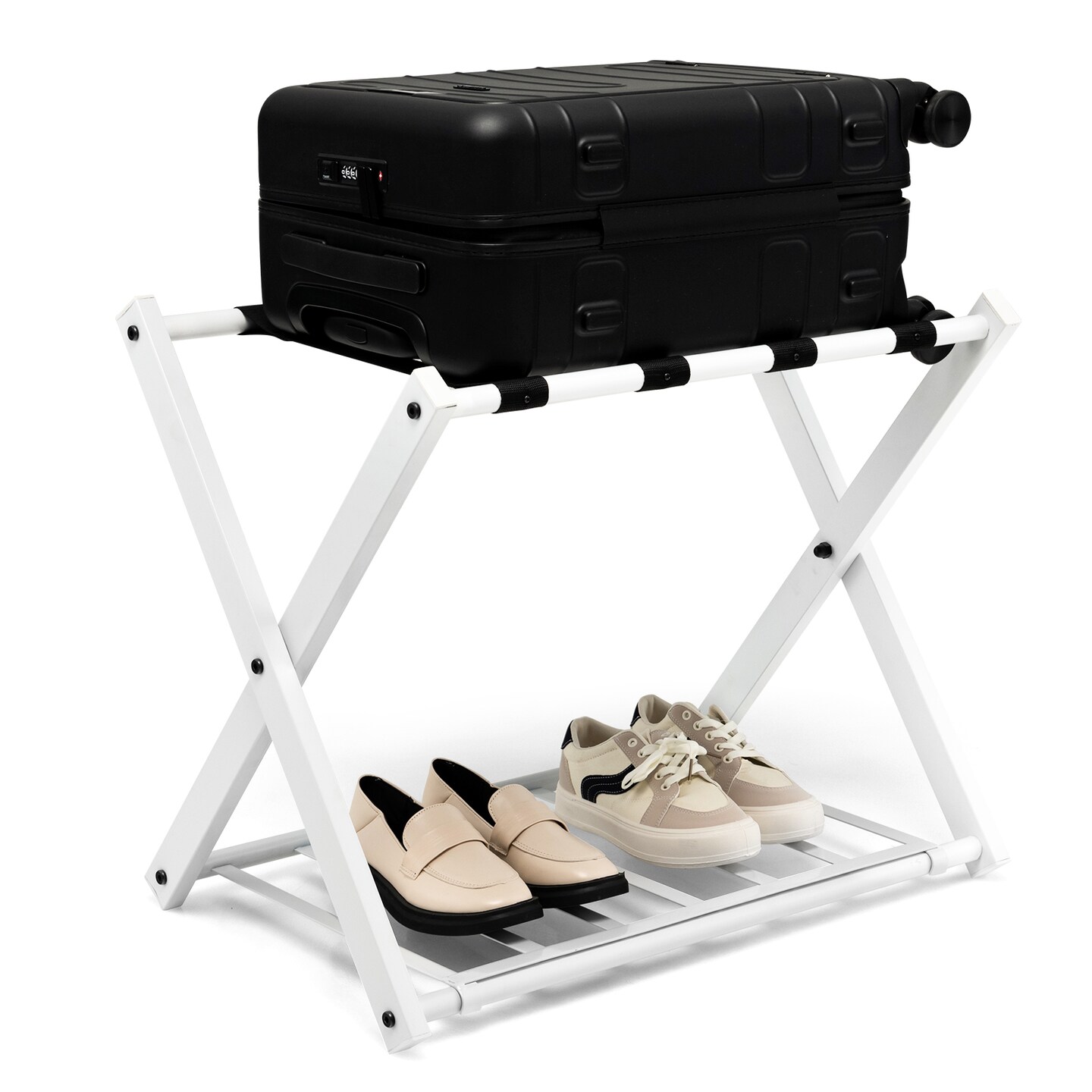 Set of 2 Folding Metal Luggage Rack Suitcase