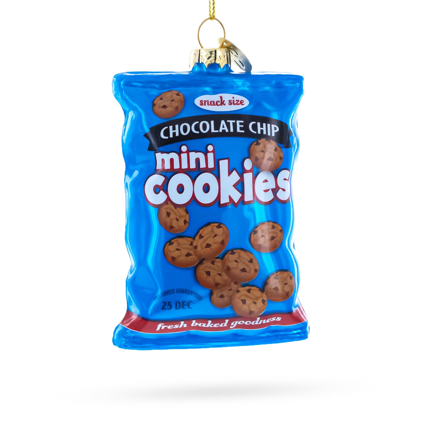 Chocolate Chip Mini Cookies Bag Blown Glass Christmas Ornament