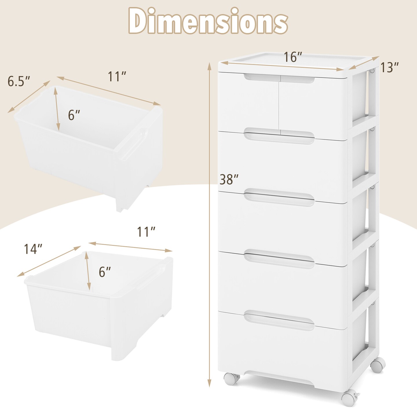 Rolling Storage Cabinet with Universal Wheels