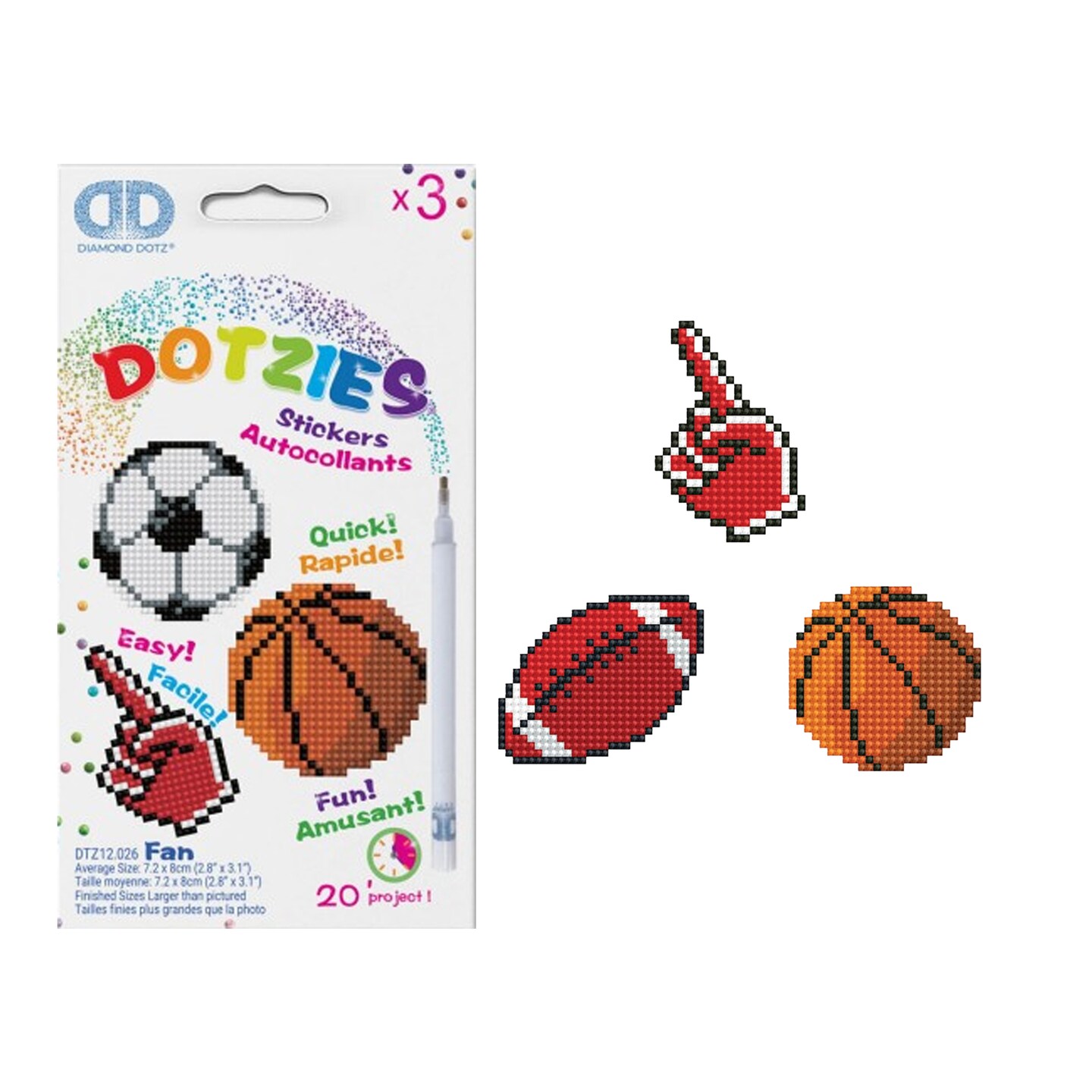 Diamond Dotz Kits - FAN - Soccer Ball - Basket Ball - Fan Hand Diamond Painting Artwork Kit Diamond Painting Kits, Diamond Art Kits for Adults, Gem Art,  Diamond Art, Diamond Dotz Kits