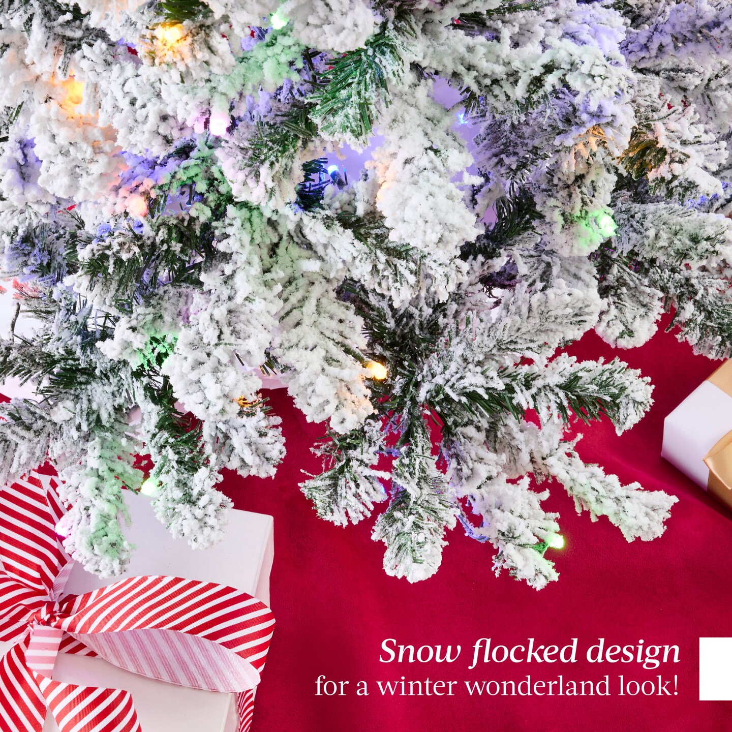 Best Choice Products Pre-Lit Holiday Christmas Pine Tree w/ Flocked Branches, Warm-White &#x26; Multicolored Lights