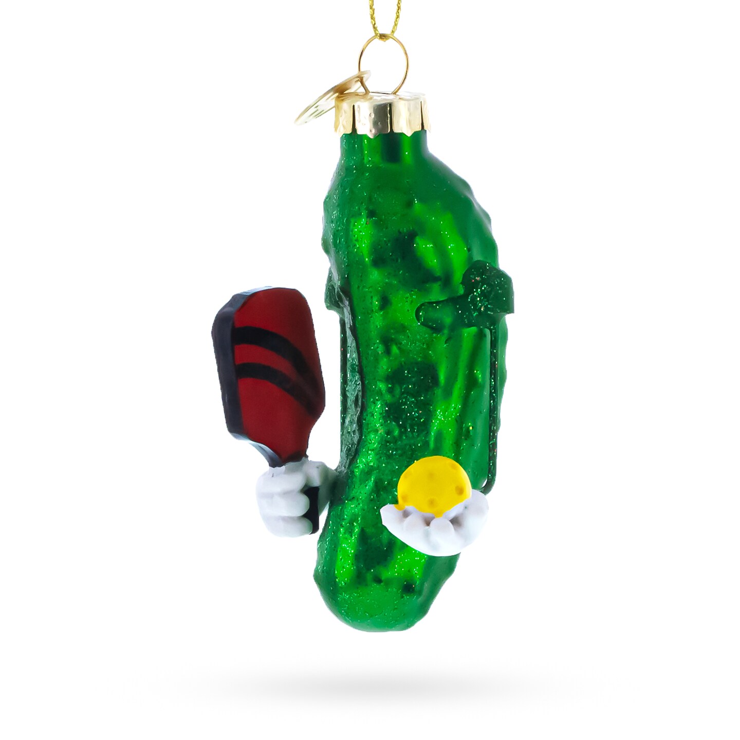 Pickle with Paddle Blown Glass Christmas Ornament