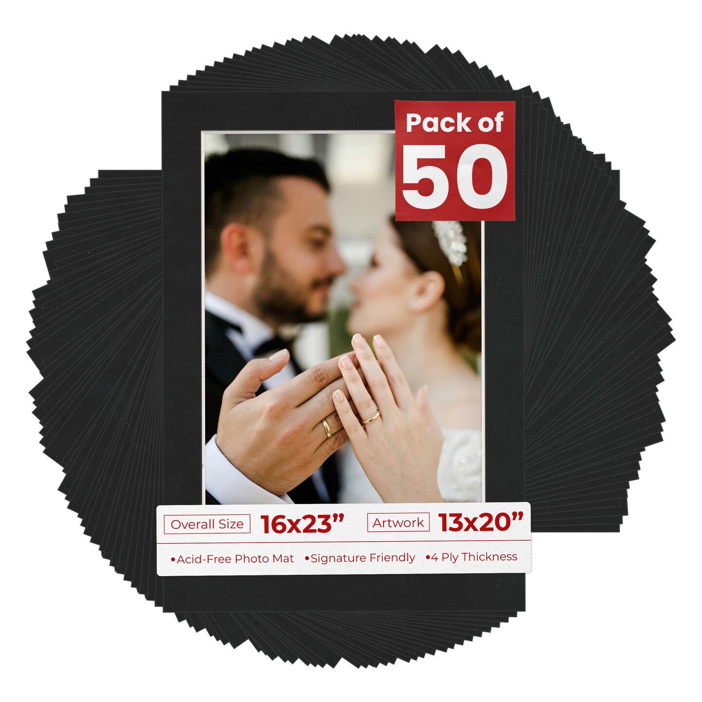 Black Suede Mat Board for 16x23 Frames - Fits 13x20 Photos, Color ...