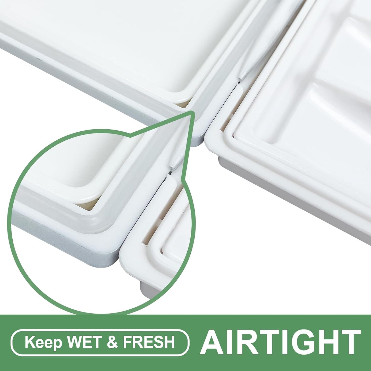 Airtight Leak-Proof Watercolor Palette, 24 Slightly Sloping Wells-3 Mixing Areas