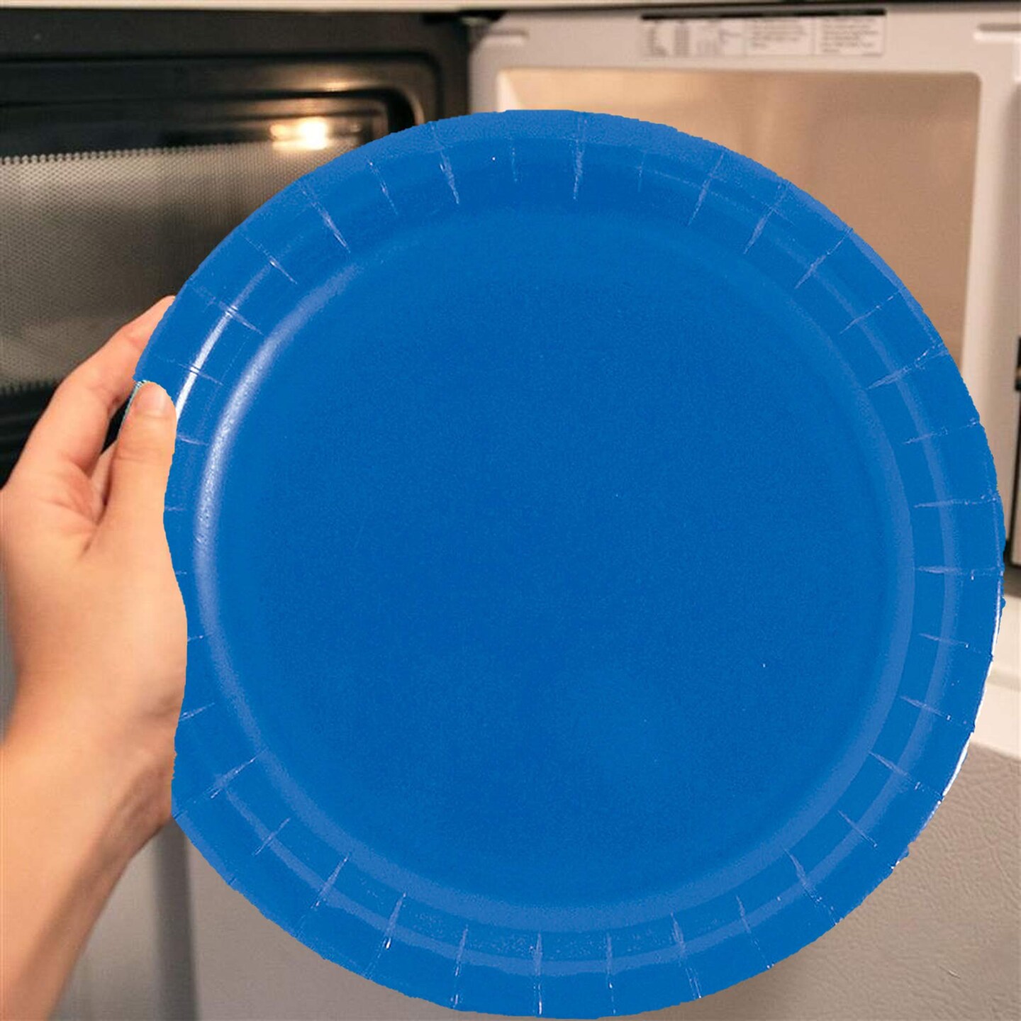 24 Count Blue Solid Color Round Dessert Plates 7 Inch for Birthday Snacks