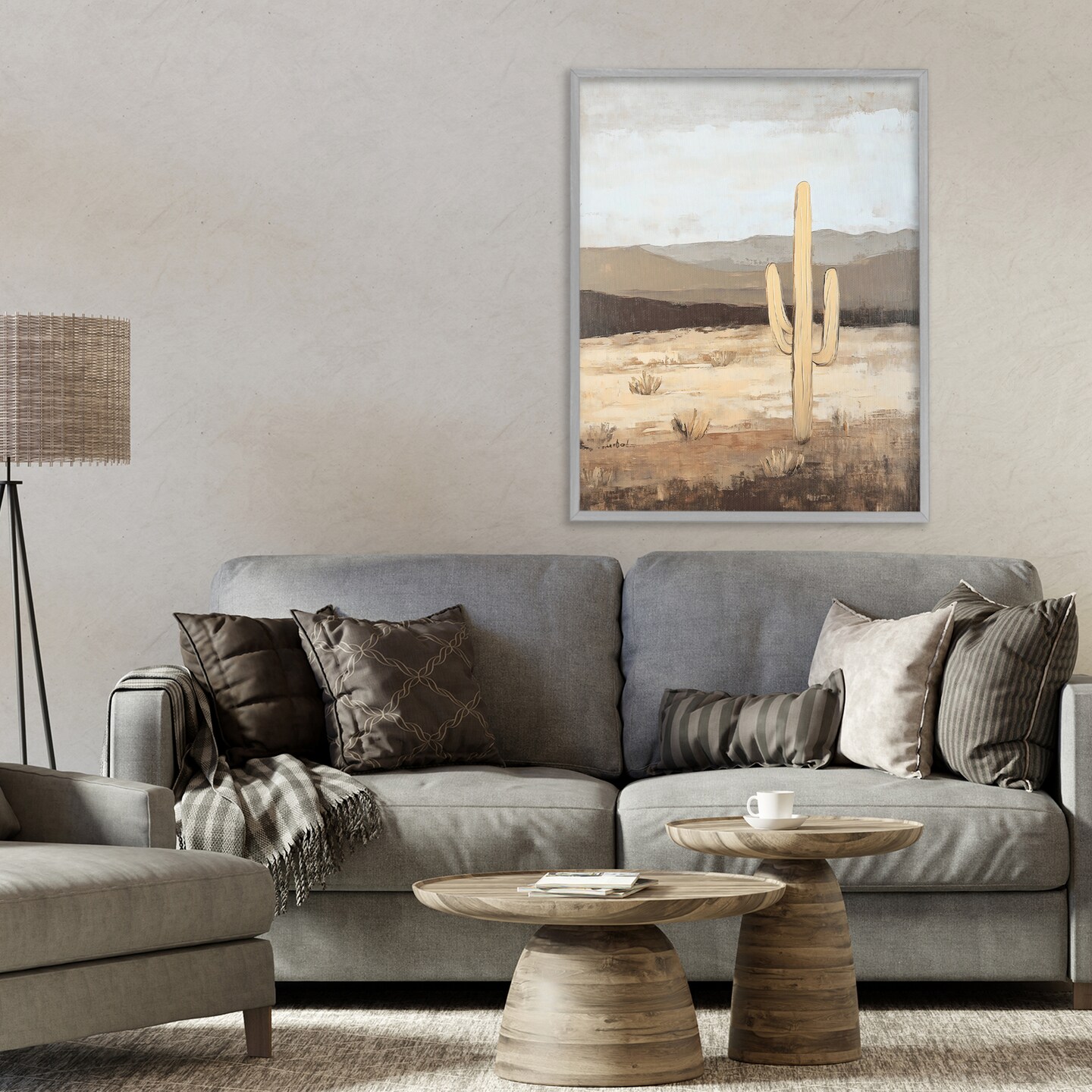 Stupell Industries Neutral Western Scene with Cactus Framed Giclee, design by Franklyn Gregory
