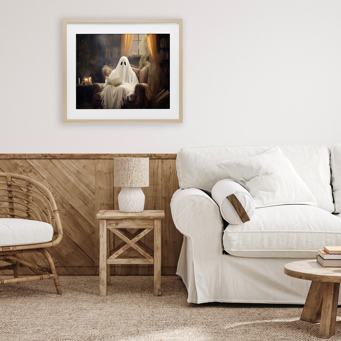 Stupell Industries Peaceful Reading Ghost Framed Print Under Glass, design by LSR Design Studio