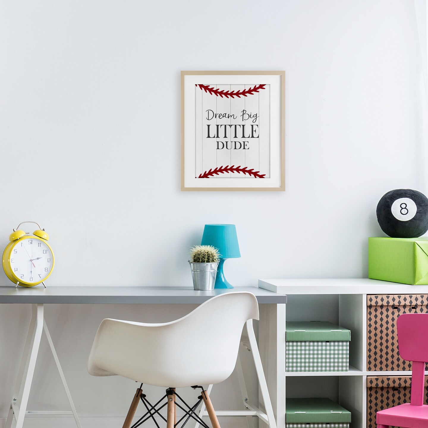 Stupell Industries Dream Big Baseball Motivation Framed Print Under Glass, design by Christine Simpson Art