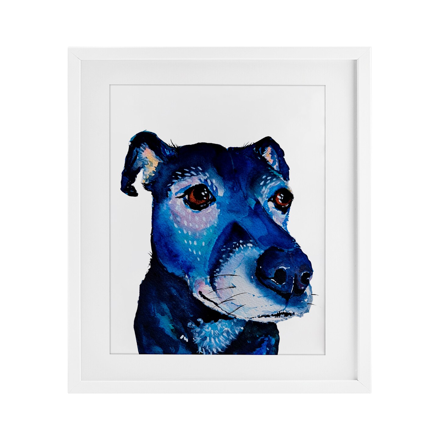 Stupell Industries Expressive Blue Dog Framed Print Under Glass, design by Tatiana Roberts