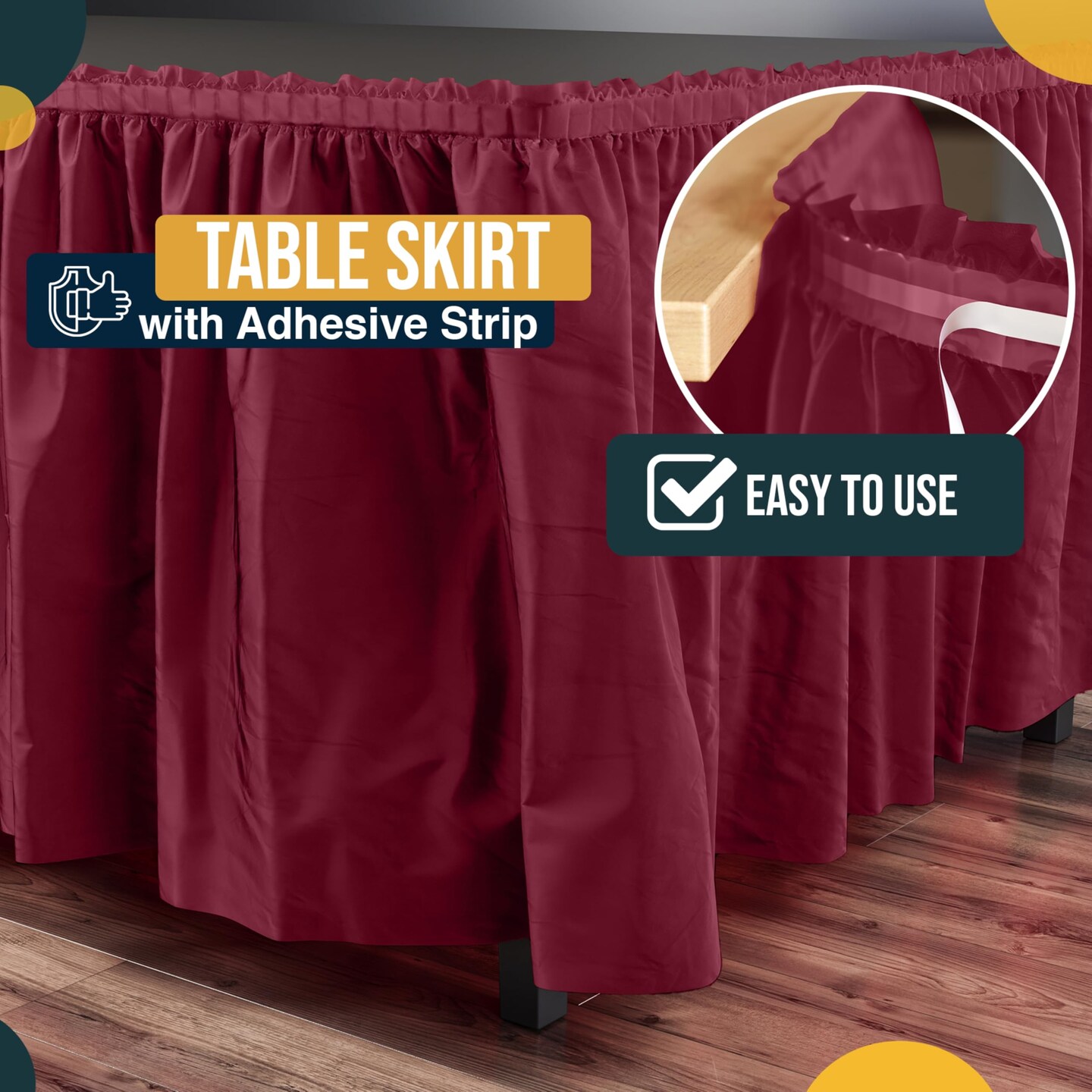 Ruffle Disposable Table Skirt 14 Ft Long Pleated Table Skirts with Adhesive Strip – Fits 6ft+ Rectangle or Round Tables – Ideal for Birthday Parties, Gender Reveal, Baby Showers & Event Decorations 6 pack by Exquisite
