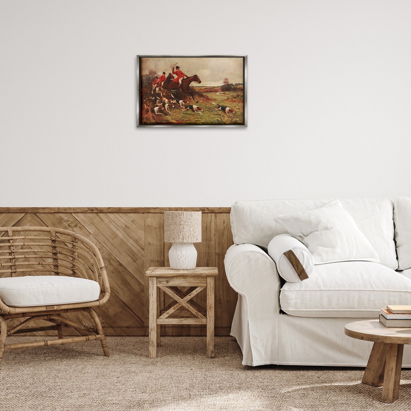 Stupell Industries Hunting Dogs in Countryside Floater Framed Canvas Wall Art Design by Tina Higgins Designs, Inc.