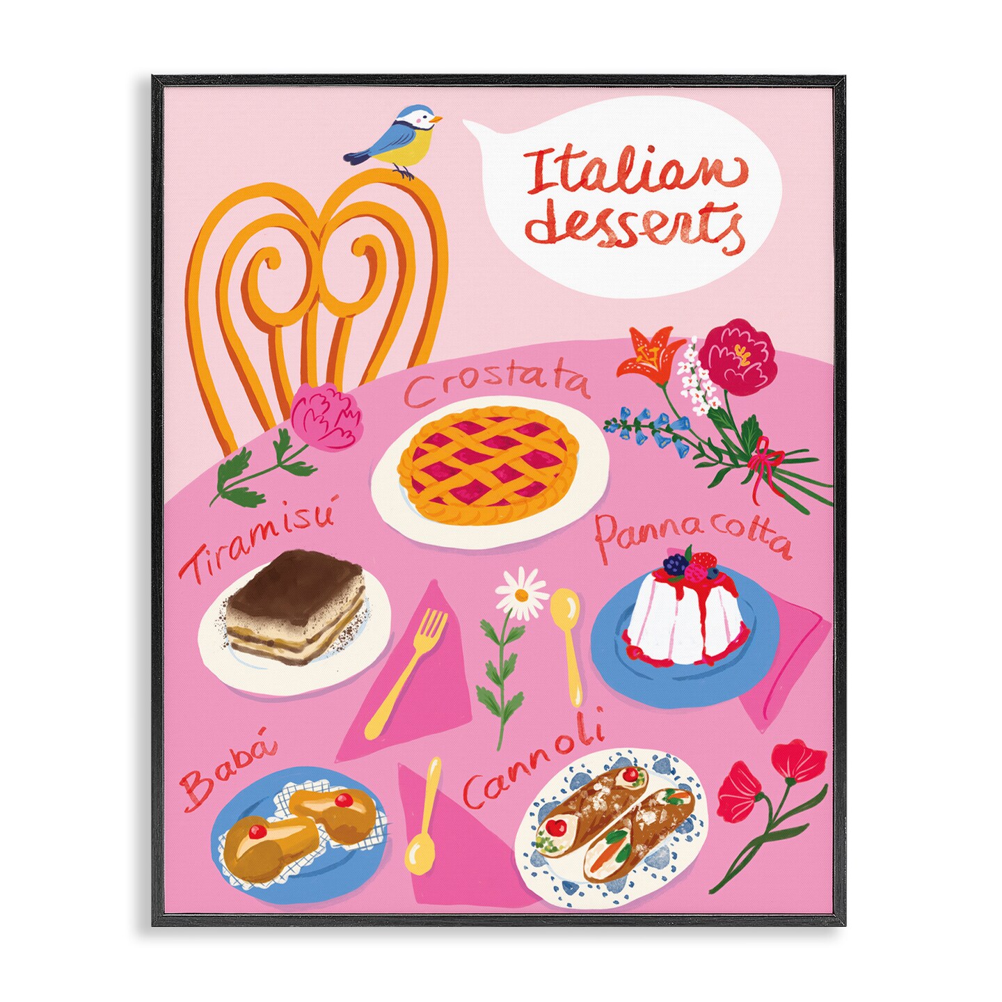 Stupell Industries Italian Desserts Table Framed Giclee Wall Art Design by Be Ni La