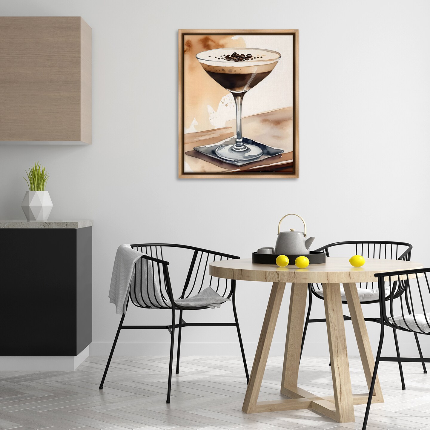 Stupell Industries Espresso Martini Watercolor Floater Framed Canvas Wall Art Design by LSR Design Studio