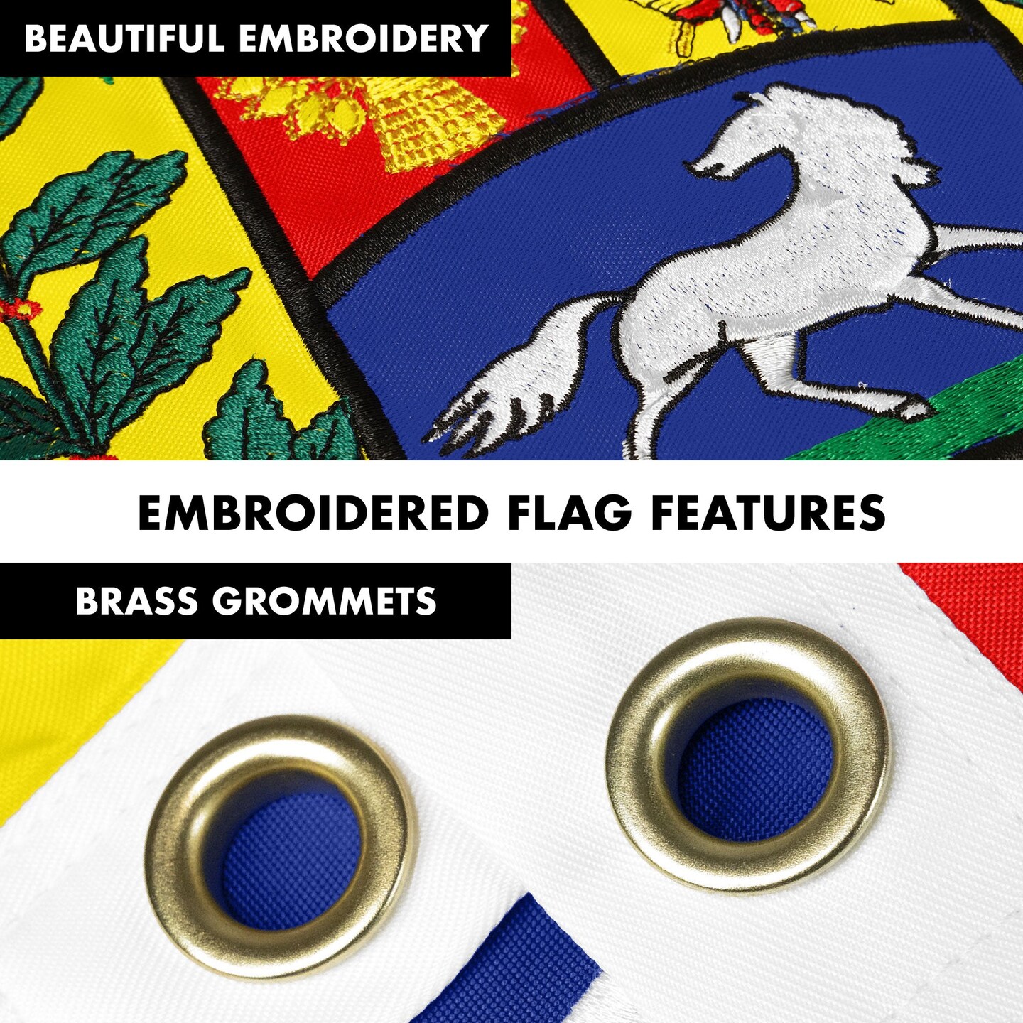 G128 Combo Pack: 6 Ft Tangle Free Aluminum Spinning Flagpole (Silver) &#x26; Venezuela 7 Stars Venezuelan Flag 3x5 Ft, ToughWeave Series Double Sided Embroidered 210D Polyester | Pole with Flag Included