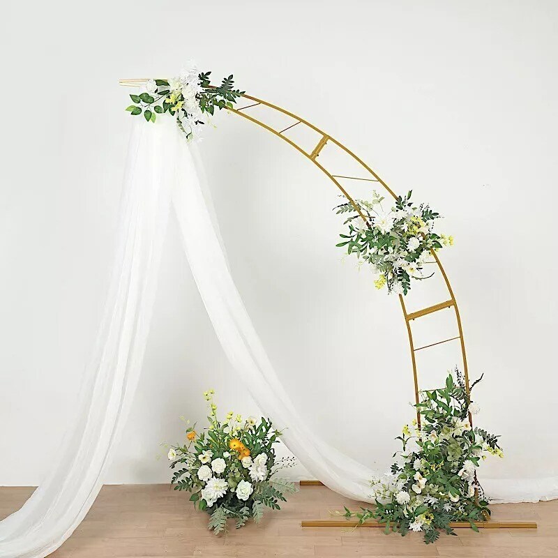 8 ft Gold Half Crescent Moon Floral Display Frame Arch Backdrop Stand Events