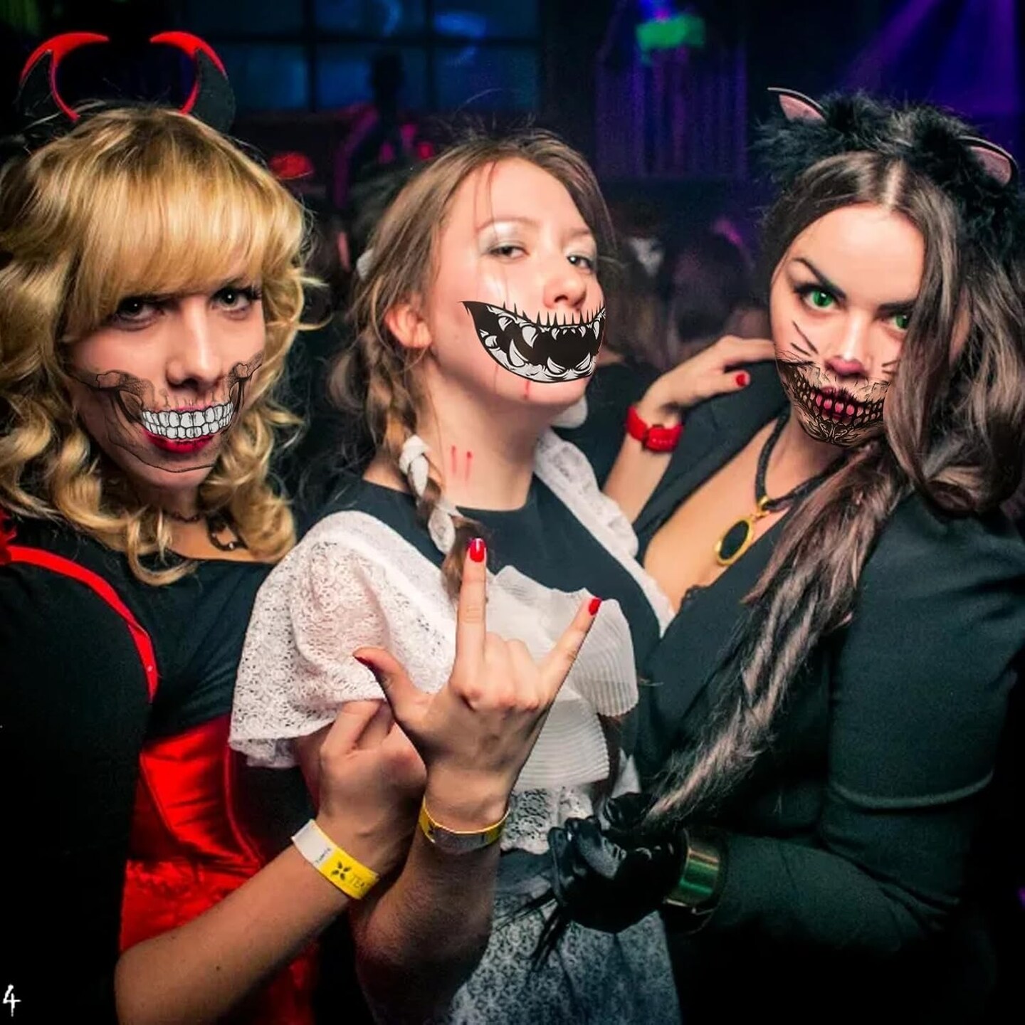 Halloween Face Tattoos Fake Skeleton Sticker Vampire Costumes Woman Accessories